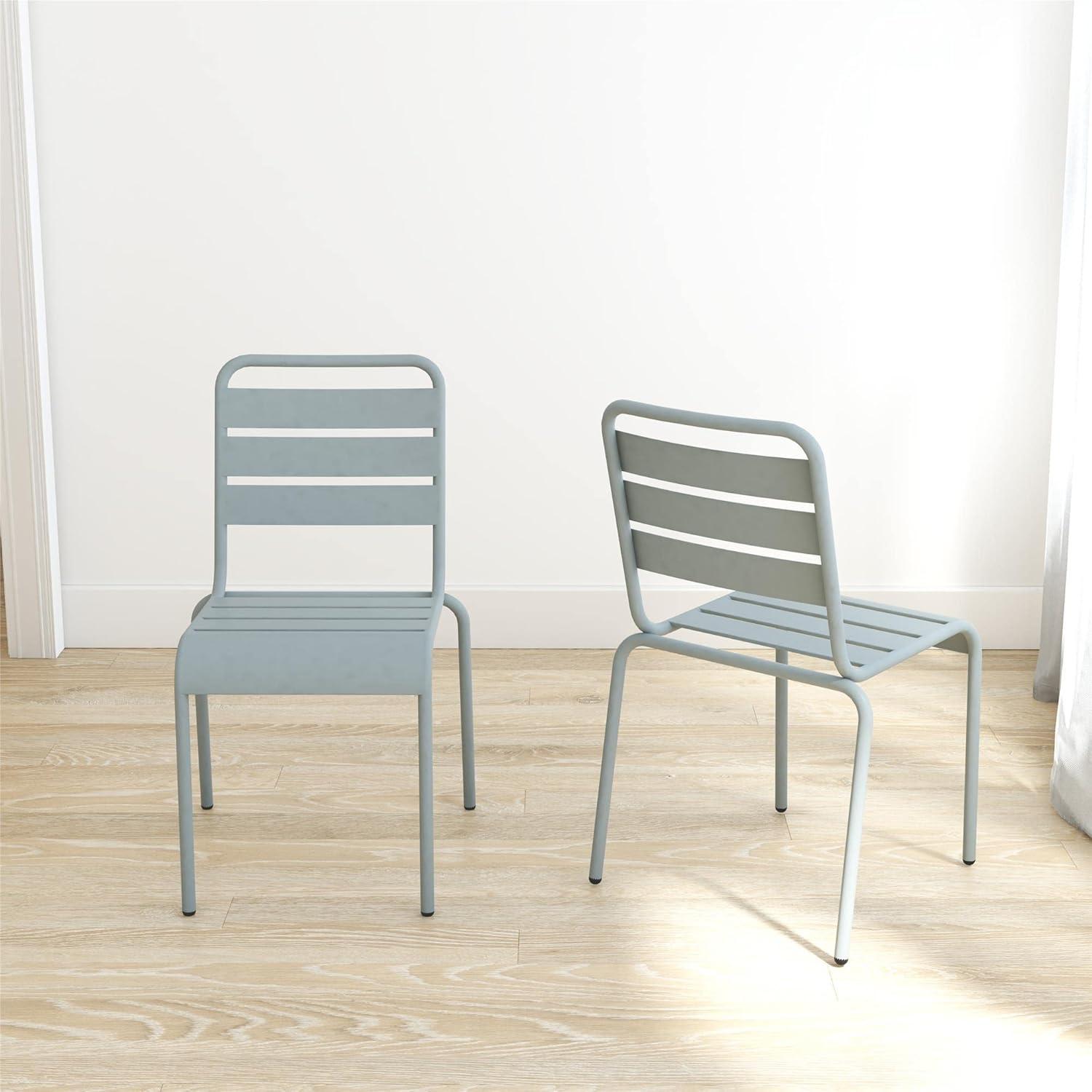 June Powder Coated Steel Outdoor Stacking Dining Side Chair