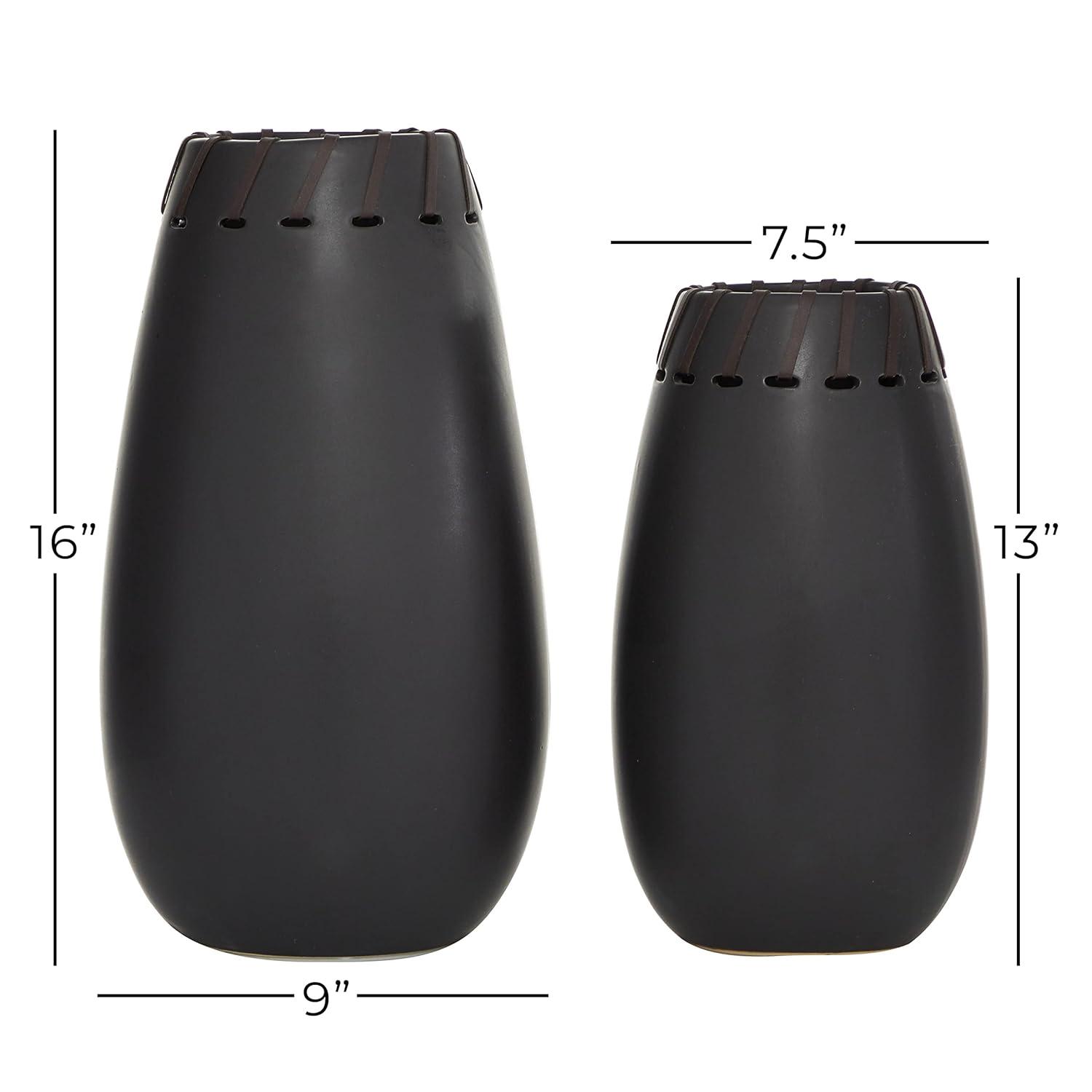 DecMode Modern Ceramic Tall White Decorative Vase with Vertical Groove Pattern 5"W x 19"H