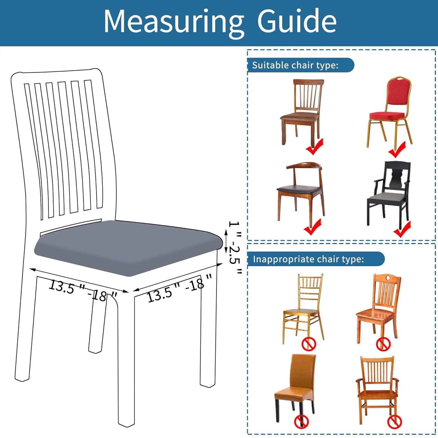 Smiry Dining Chair Seat Covers Stretch Jacquard Chair Slipcover with Ties (Set of 6, Beige)