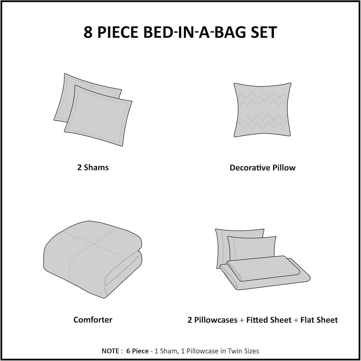 Twin Black Microfiber Reversible Bed in a Bag Set