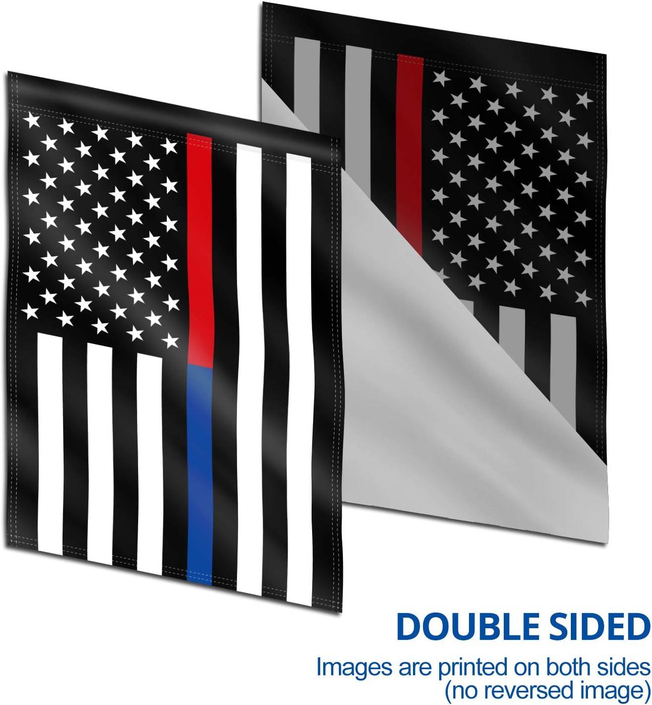 ANLEY Double Sided Premium Garden Flag, Thin Blue and Red Line USA Honor Police Officer & Firefighter Garden Flags 18 x 12.5 Inch