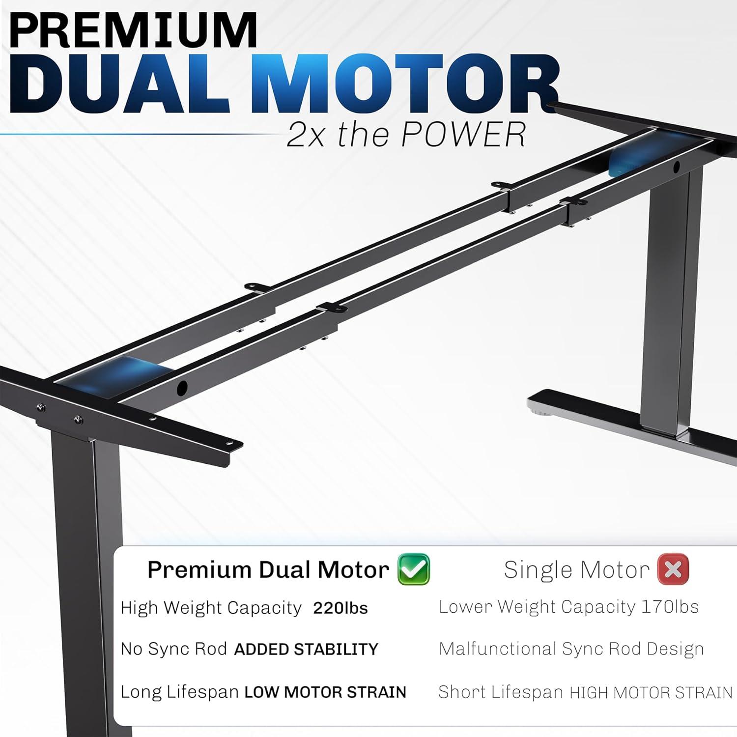 VIVO Electric Dual Motor Standing Desk Frame, E-200 Series