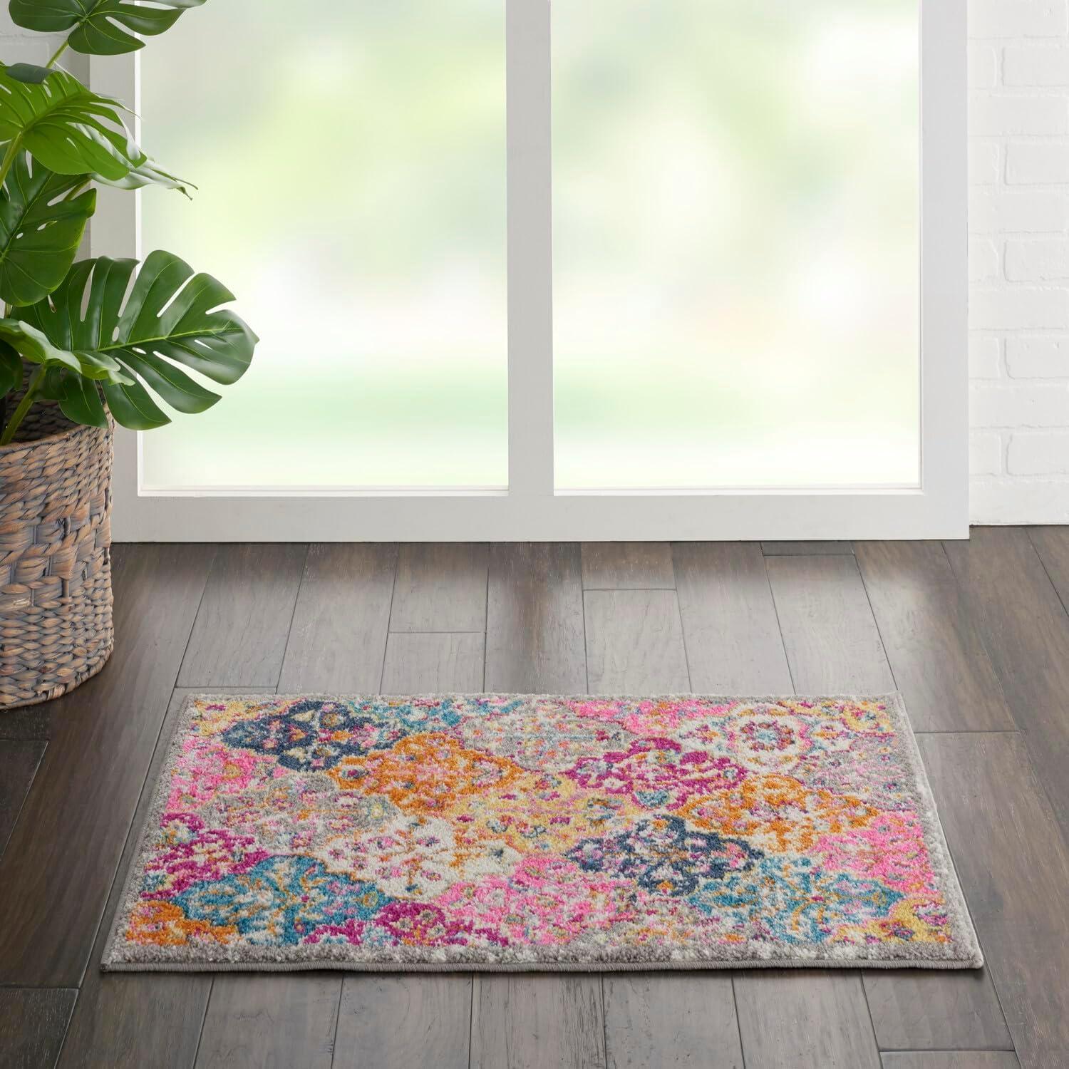 Multicolor Floral Tufted Synthetic Runner Rug, 2'2" x 7'6"