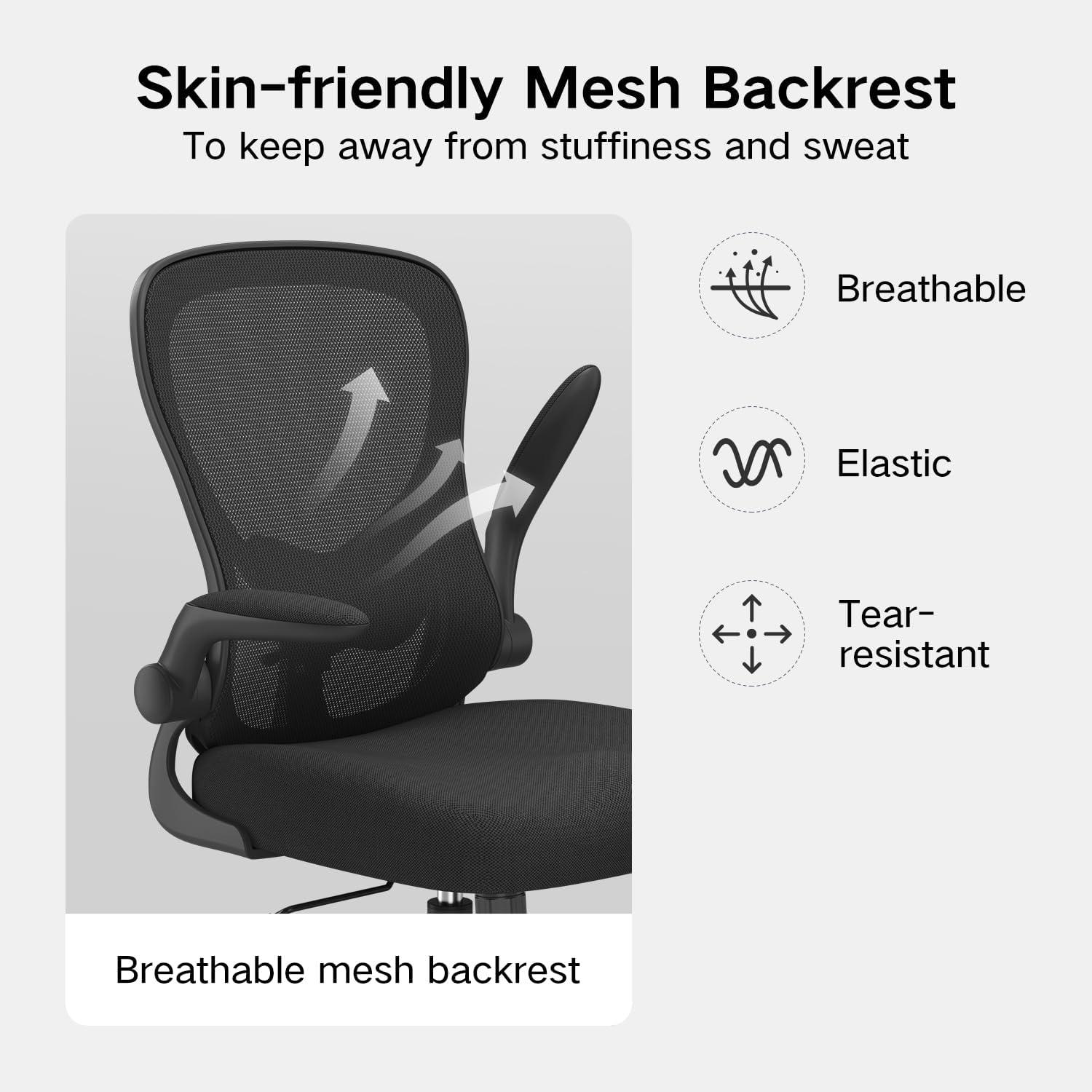 Black Ergonomic Mesh Office Chair with Adjustable Arms