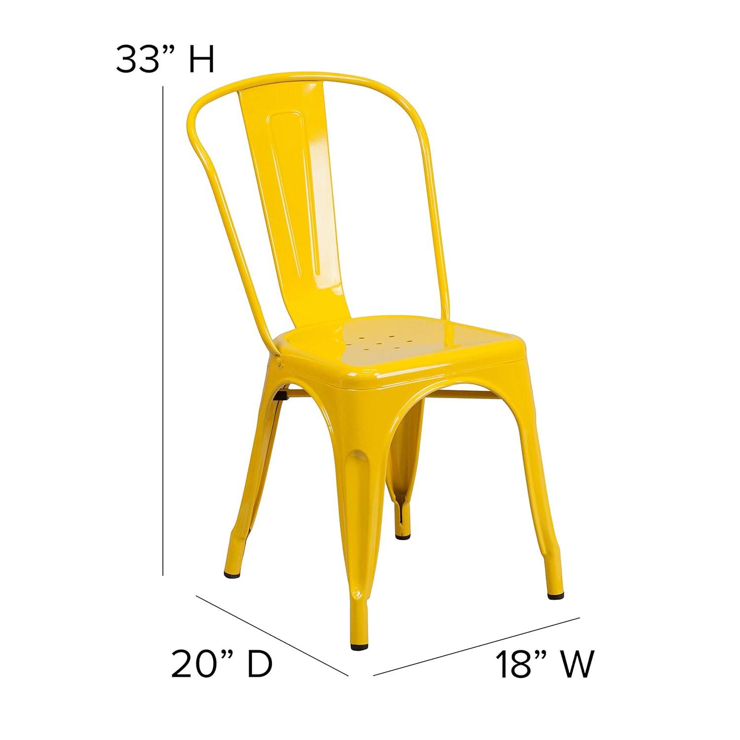 Flash Furniture Commercial Grade Yellow Metal Indoor-Outdoor Stackable Chair