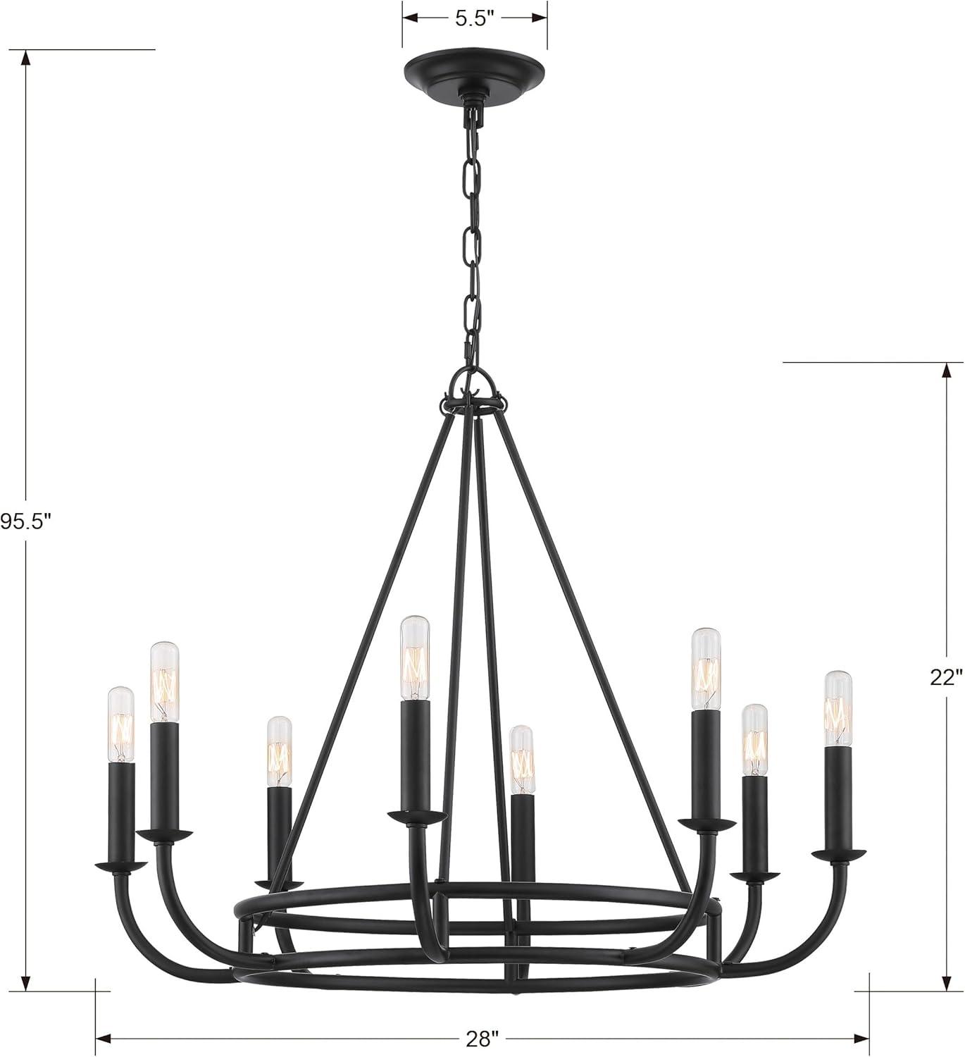 Bailey Matte Black 8-Light Industrial Chandelier