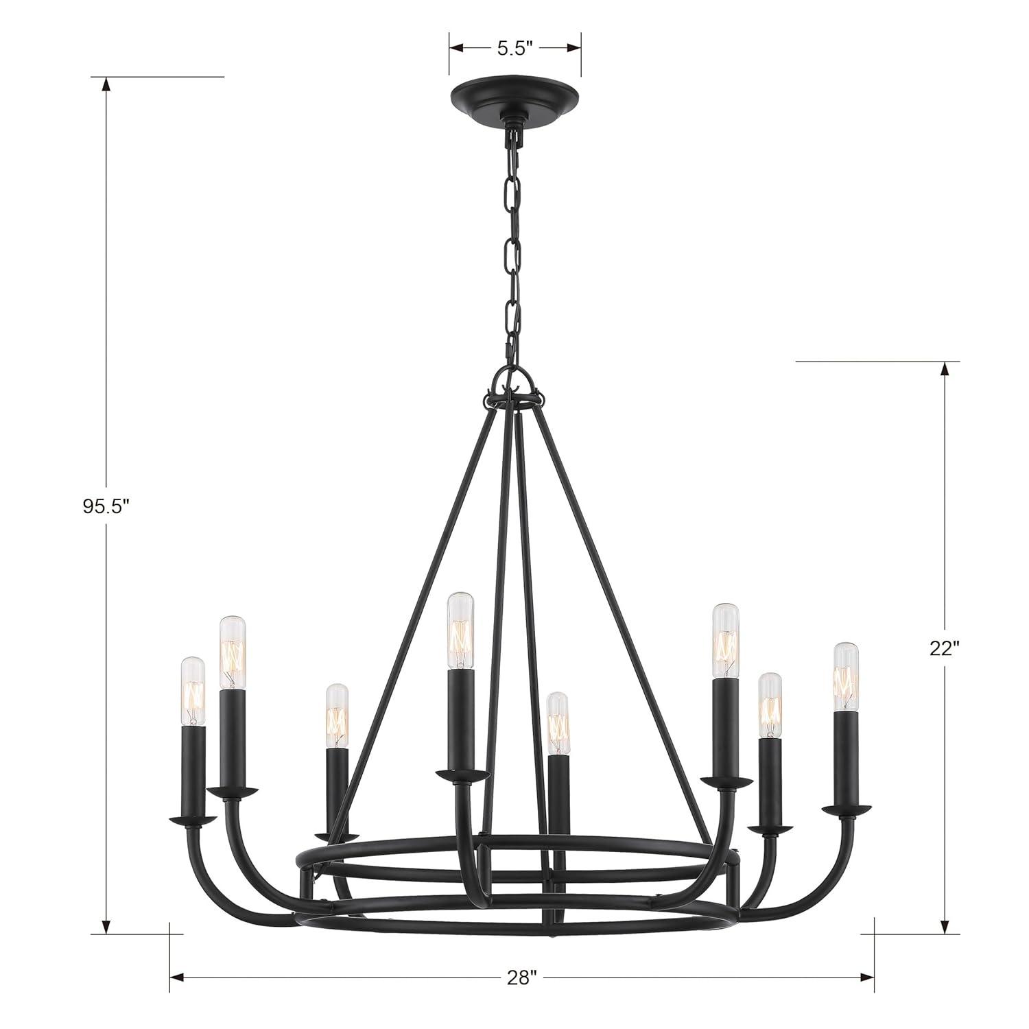 8 Light Chandelier-Matte Black Finish Bailey Street Home 49-Bel-4173355