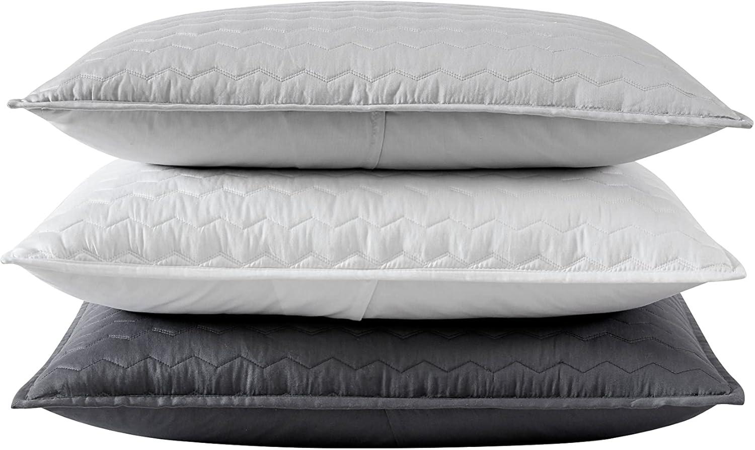 Soft Charcoal Reversible Cotton Queen Quilt Set