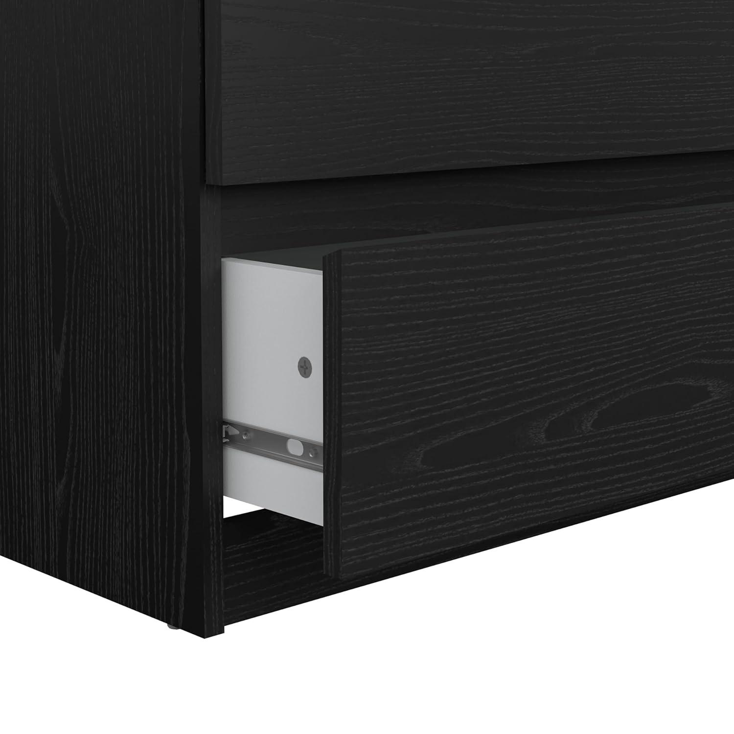Tvilum Scottsdale 6 Drawer Double Dresser for Adults, Black Wood Grain