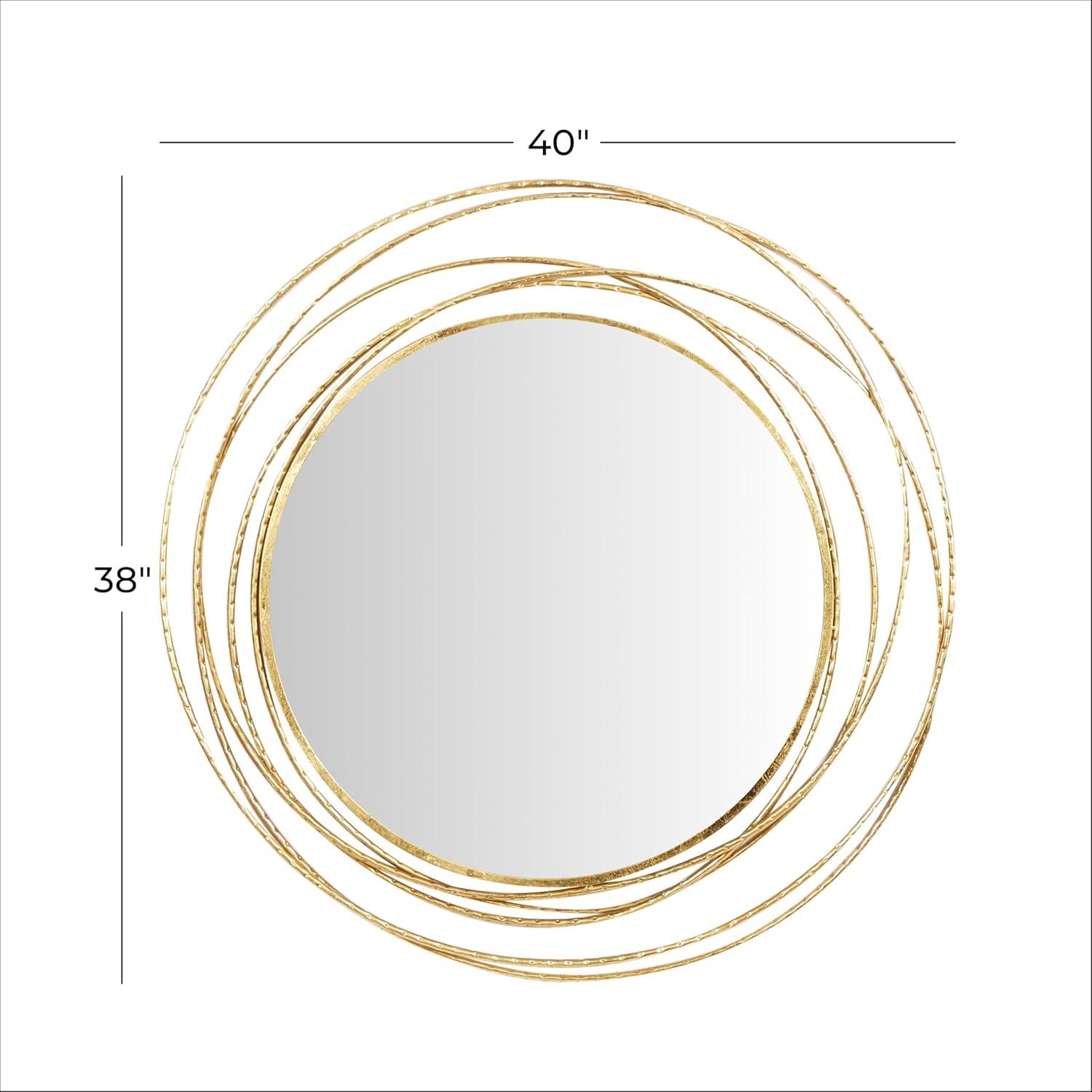 DecMode 40" x 38" Gold Wall Mirror with Overlapping Ring Frame