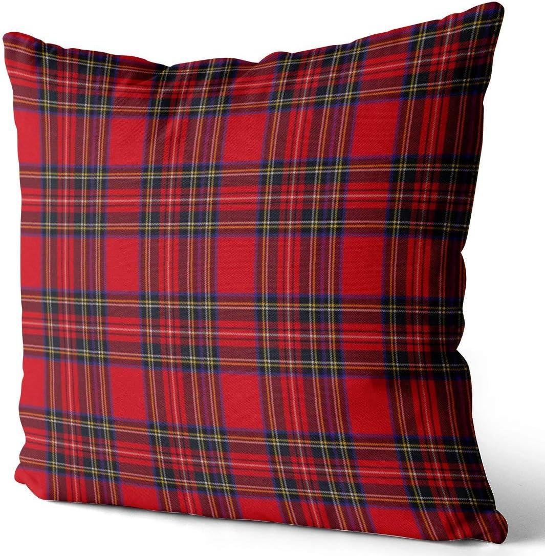 Unique Bargains Festive Plaid Scottish Tartan Pillow Covers 2 Pcs Large Plaid Red 20" x 20"