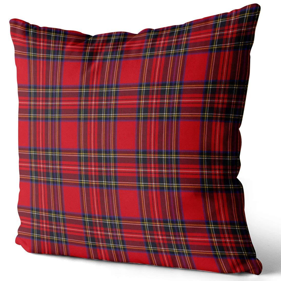 Unique Bargains Festive Plaid Scottish Tartan Pillow Covers 2 Pcs Large Plaid Red 20" x 20"