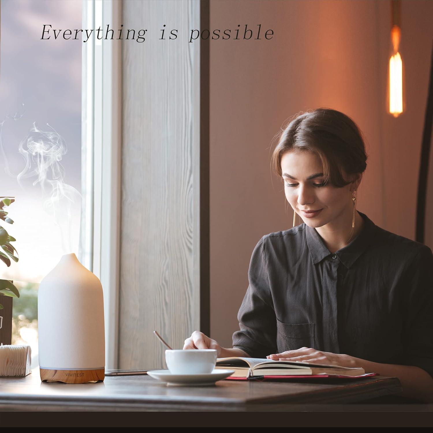 VIVITEST Aromatherapy Diffuser,Ceramic Ultrasonic Essential Oil Diffuser for Aromatherapy (250ML)