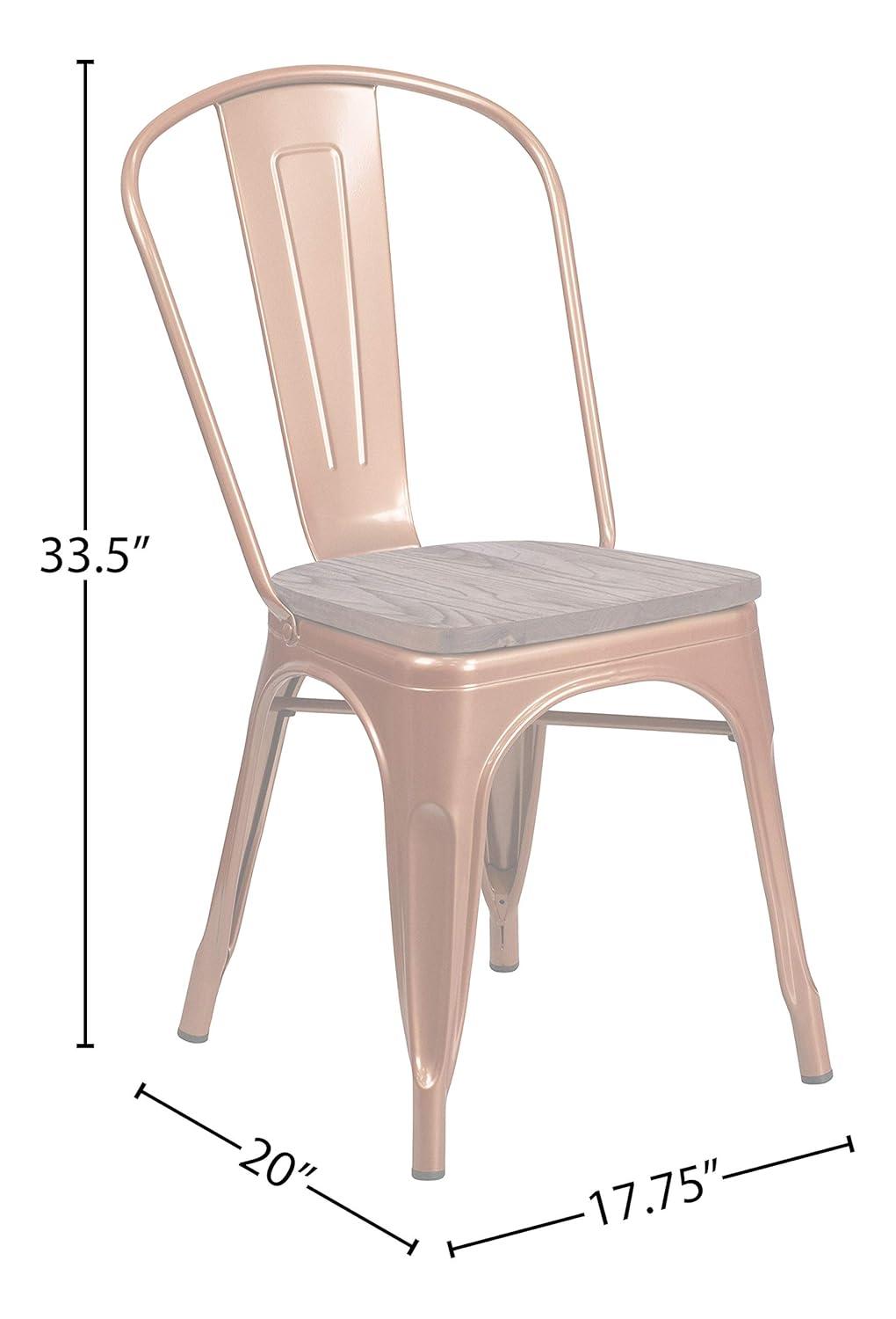 Flash Furniture Mint Green Metal Stackable Chair with Wood Seat