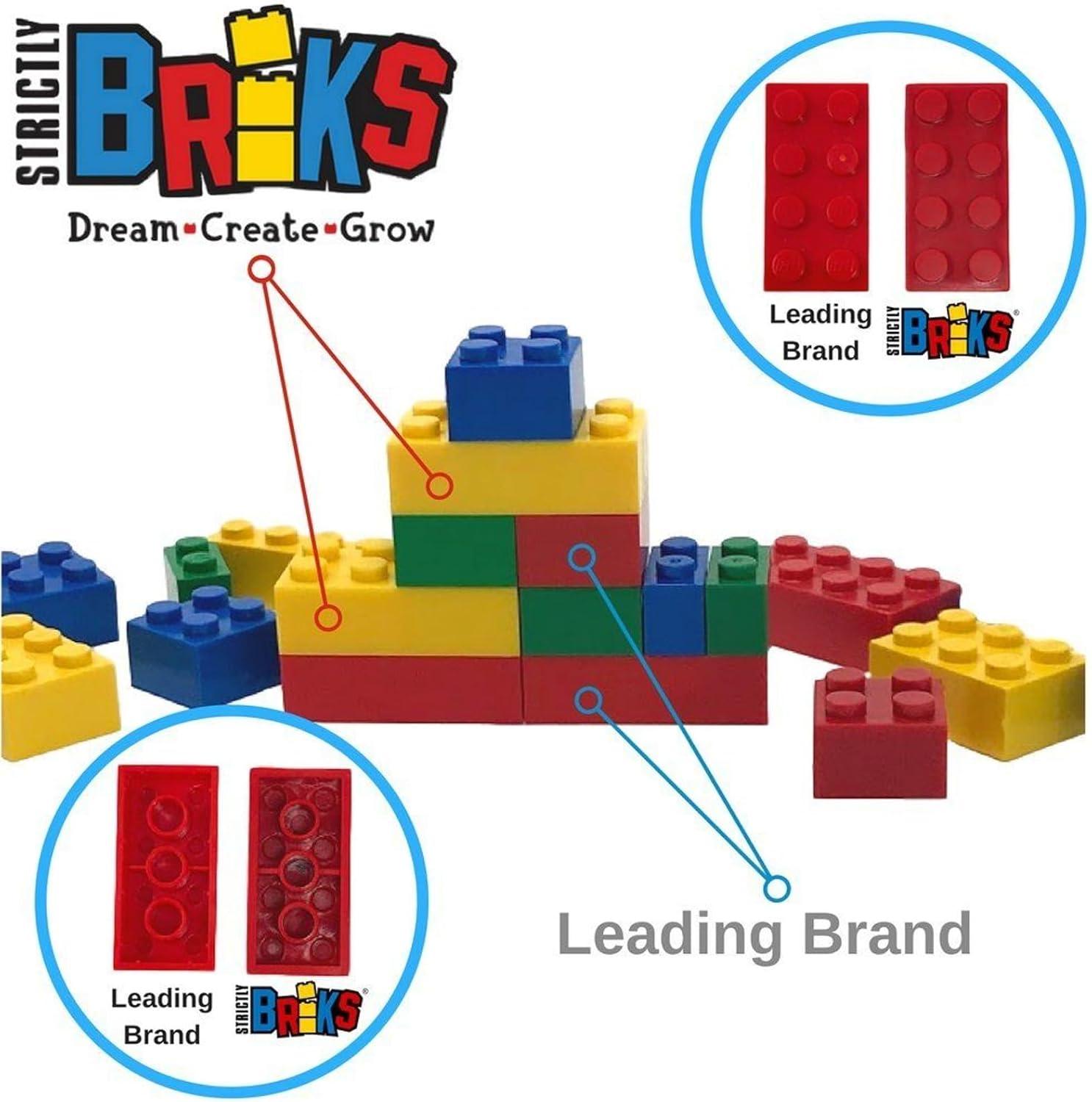 Strictly Briks Toy Building Block - Vibrant Colors - 216 Pieces with 6x6 Inch Baseplate - 100% Compatible with All Major Brick Brands