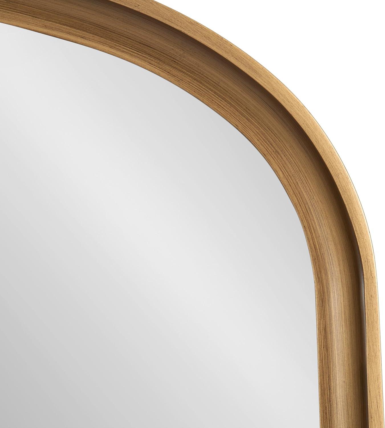 24"x36" Hatherleigh Basket Arch Wall Mirror Gold - Kate & Laurel All Things Decor: Durable Wooden Frame, No Assembly Required