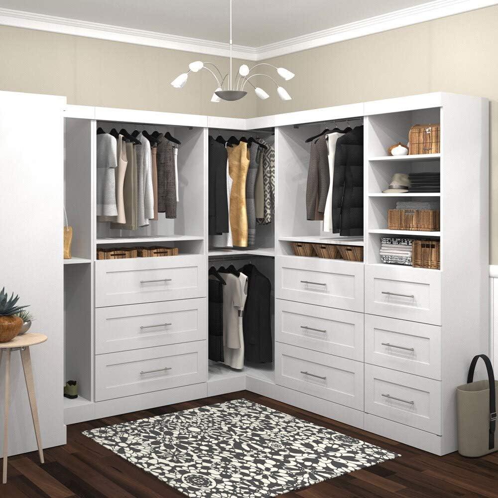 Bestar Pur 161W Walk-In Closet Organizer System in Bark Gray - Engineered Wood