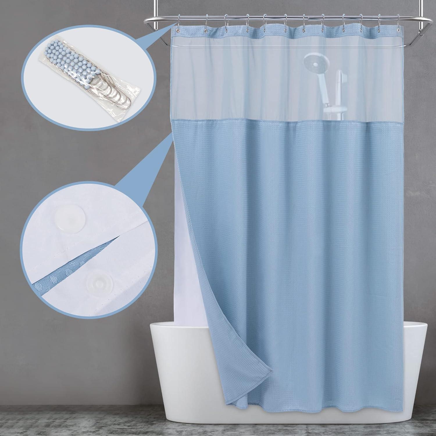 Harnage Shower Curtain with Hooks Included and with Liner Included