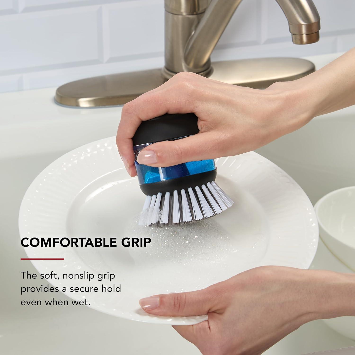 Black and Clear Plastic Soap Dispensing Palm Brush