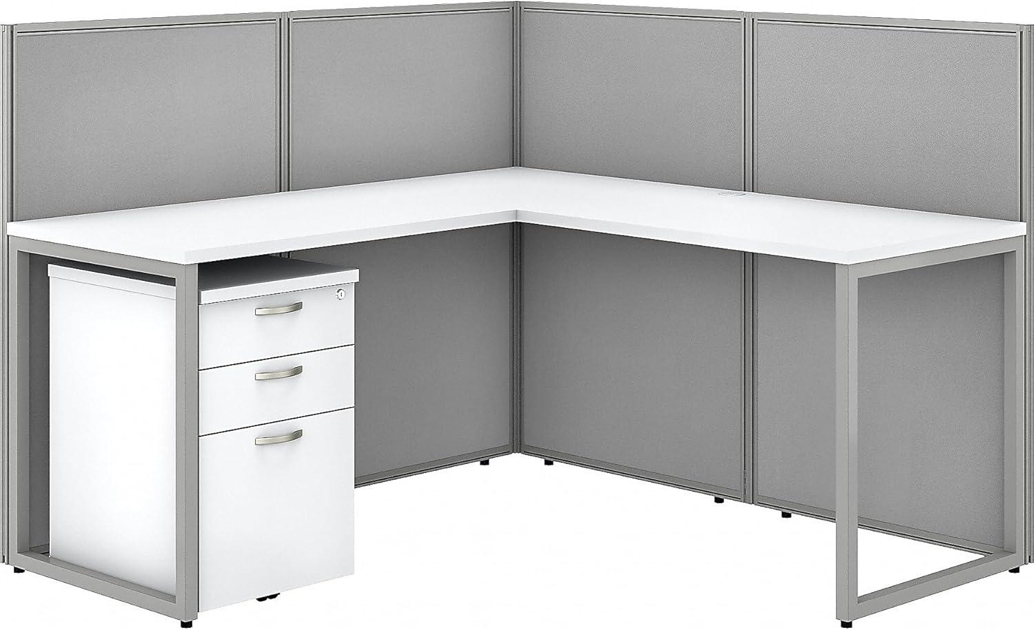 Easy Office L-Shaped 2 Person Benching Workstation with Cable Management