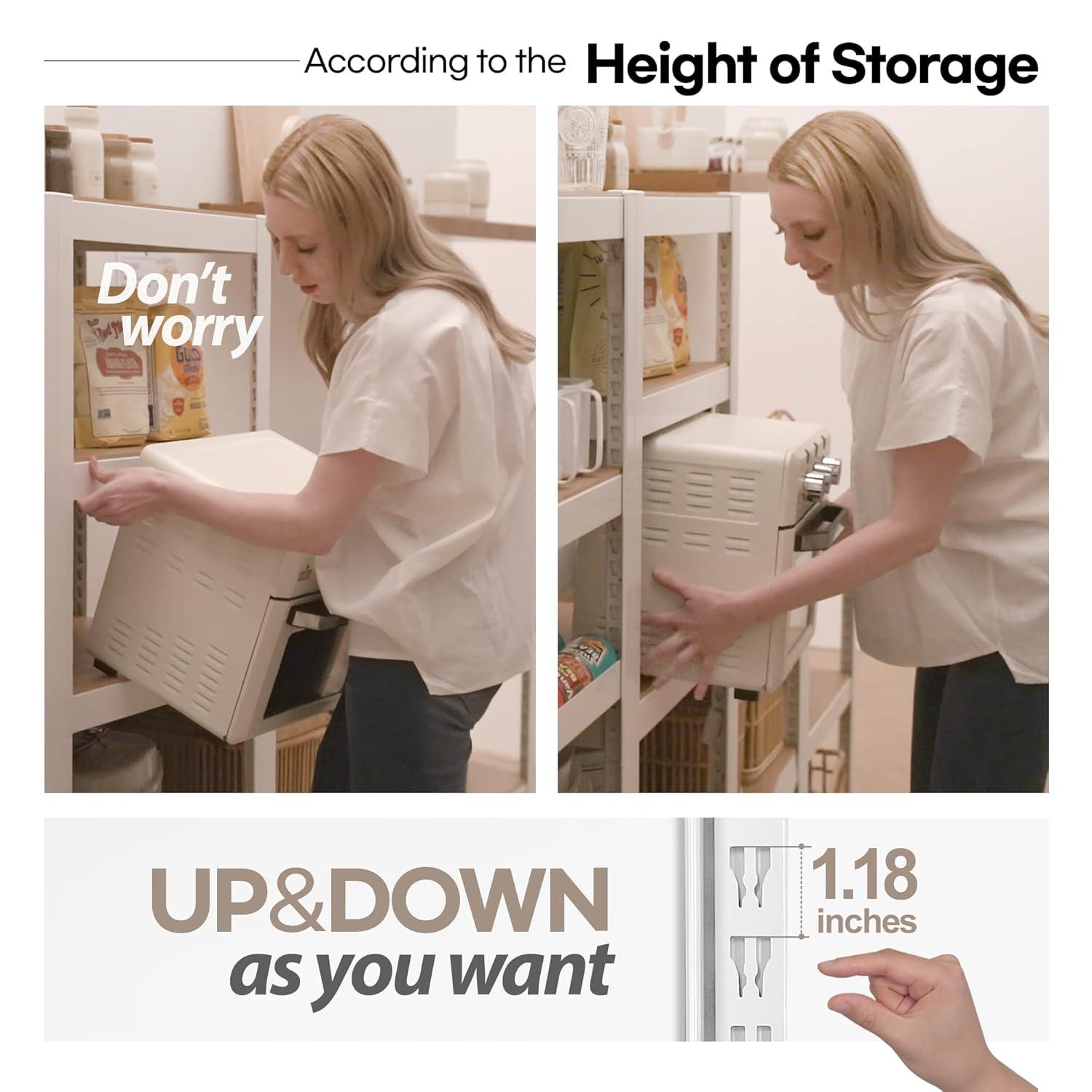 HOMEDANT White Pantry Shelving Units 5-Tier Metal Kitchen Storage Shelves,  36.2"W x 16.5"D x 71.3"H