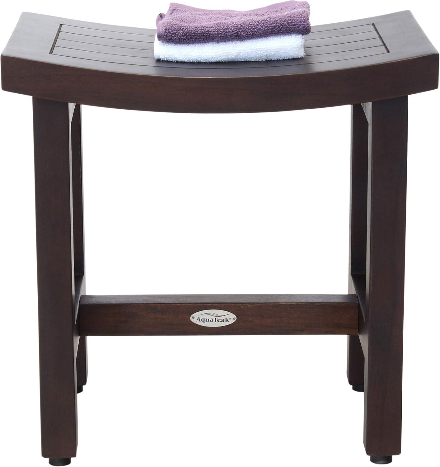 18" Mocha Teak Spa Shower Bench with Rubber Feet