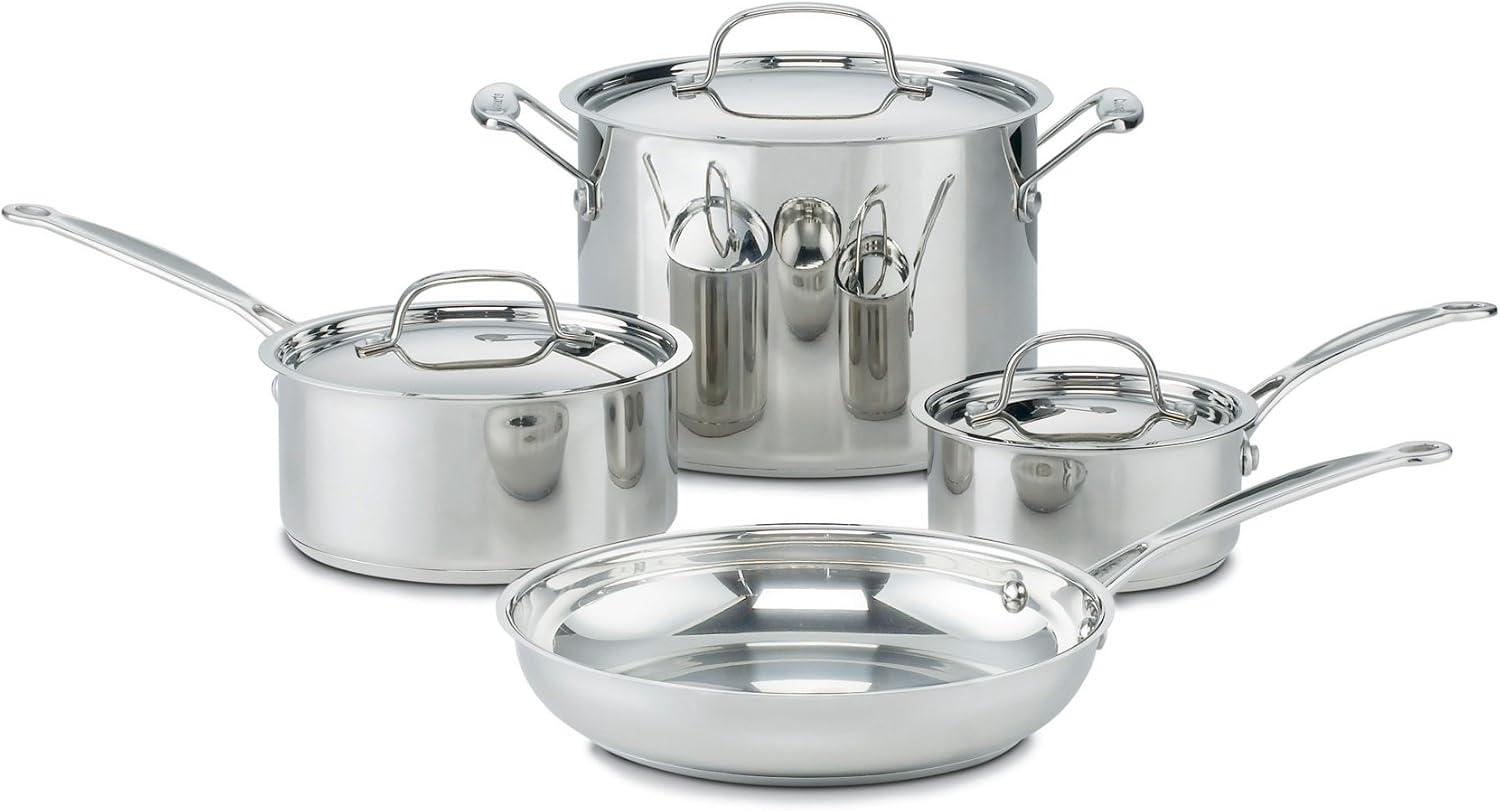 7-Piece Stainless Steel Non-Stick Saucepan and Skillet Set