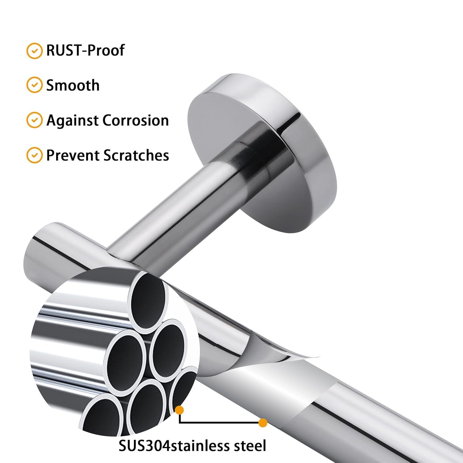 Nolimas Polished Chrome Bath Towel Bar Single Bars Towel Rack Rod Classic Wall Mounted Stainless Steel Bathroom Towel Bar Toilet Kitchen Towel Shelf Single Layer,9inch