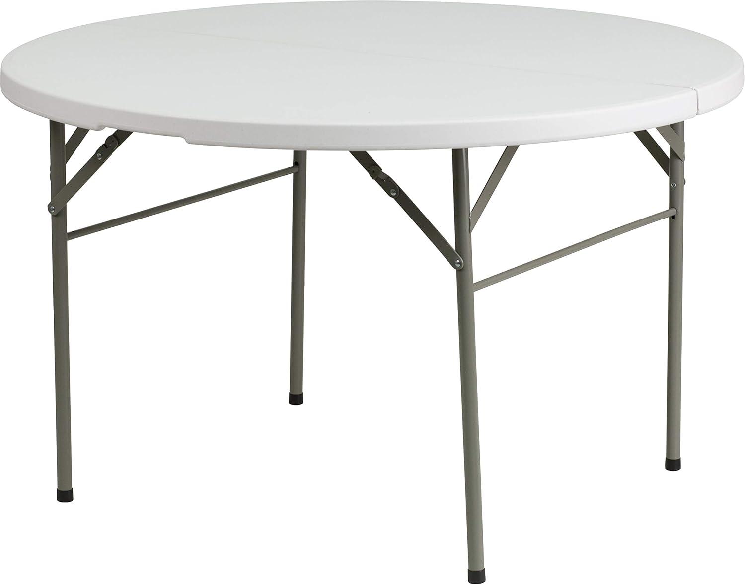 4-Foot Round Bi-Fold Plastic Banquet and Event Folding Table with Carrying Handle