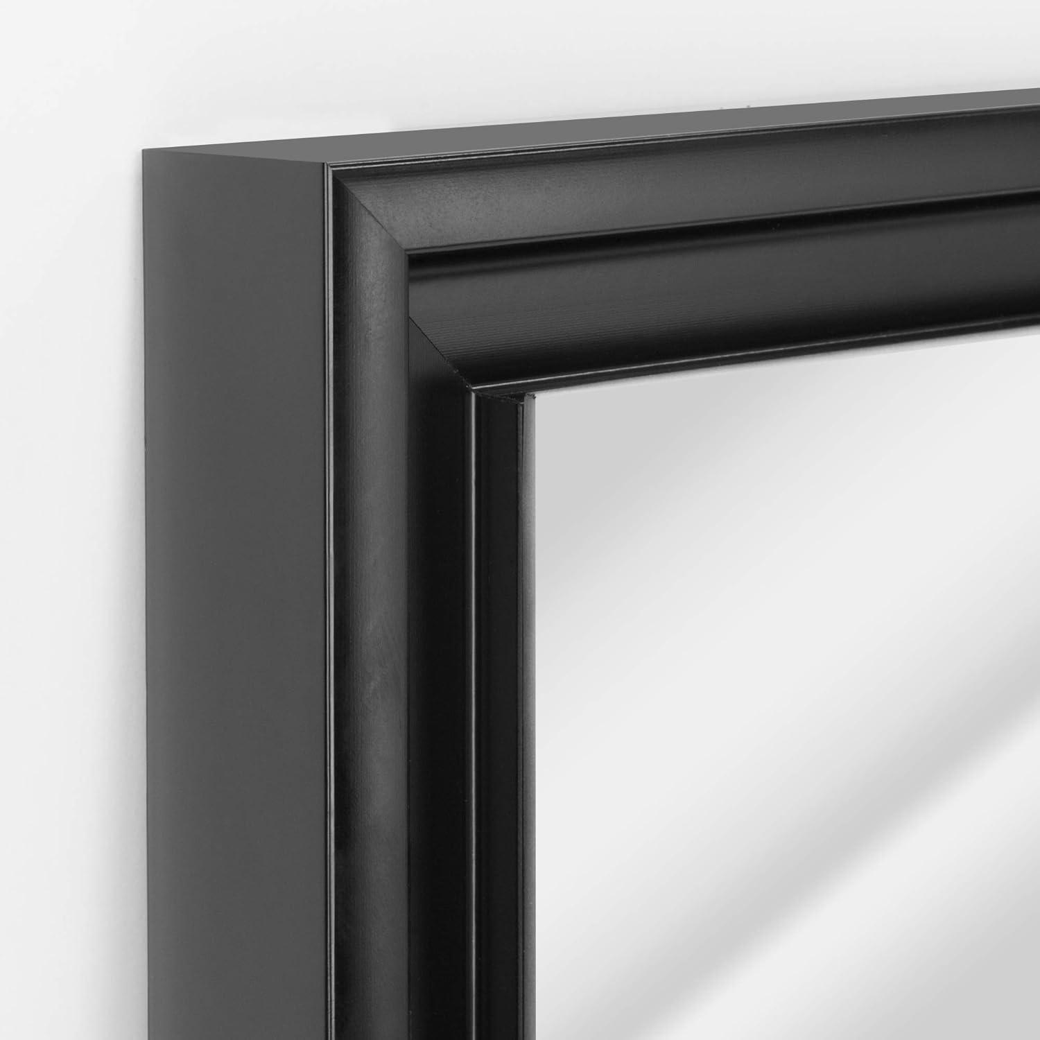 Head West Glossy Black Rectangular Edge-to-Edge Float Framed Accent Wall Vanity Mirror - 26 x 32