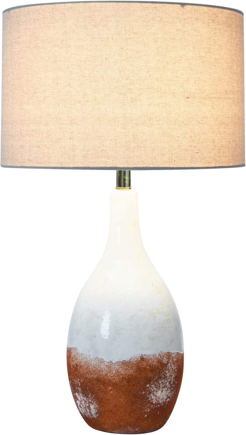 Desert Fields 2-Tone Ceramic Table Lamp with Linen Shade (Each one will vary)