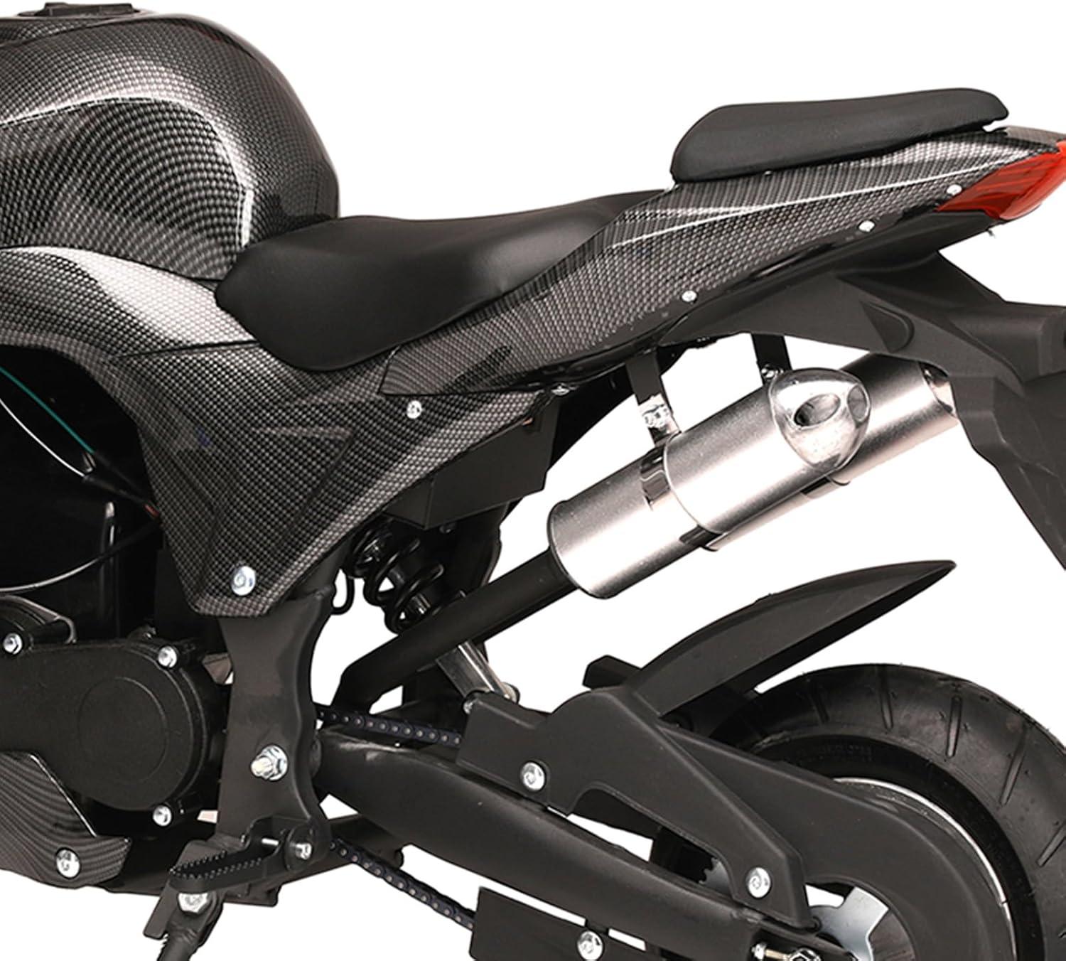 Mini Pocket Bike Motorcycle 49cc 4-Stroke Gas Bike Motorbike with Front Rear Disc Brakes, Gas Pocket Motorbike Racing Max Speed 25MPH, Dual Headlights Black