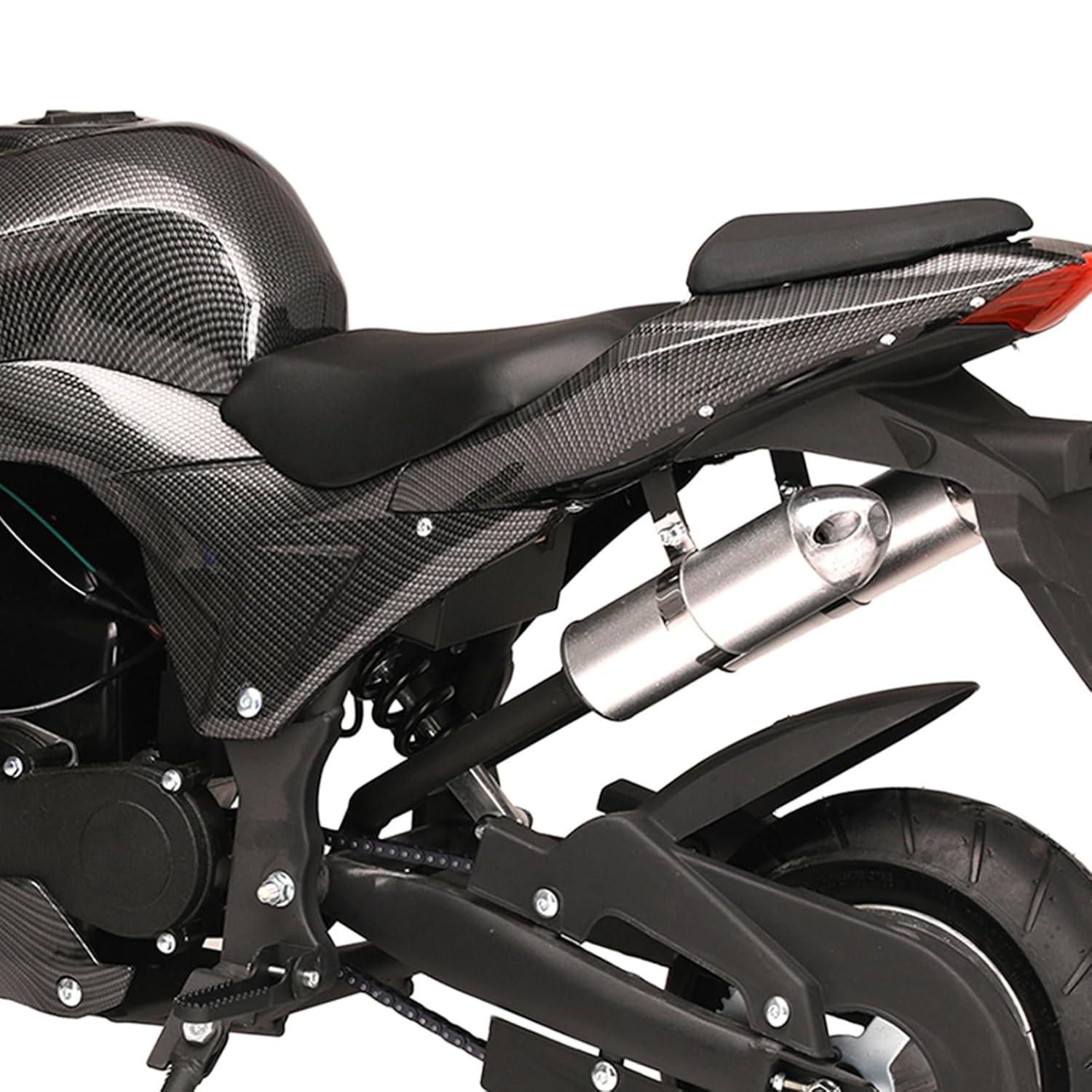 Mini Pocket Bike Motorcycle 49cc 4-Stroke Gas Bike Motorbike with Front Rear Disc Brakes, Gas Pocket Motorbike Racing Max Speed 25MPH, Dual Headlights Black