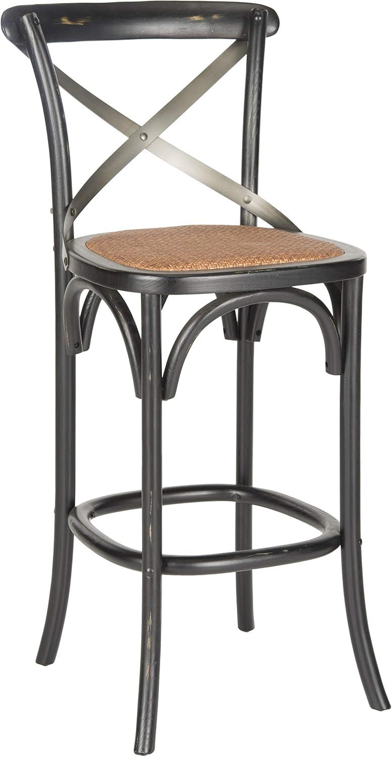 SAFAVIEH Eleanor Square Mid Back Bar Stool, Black