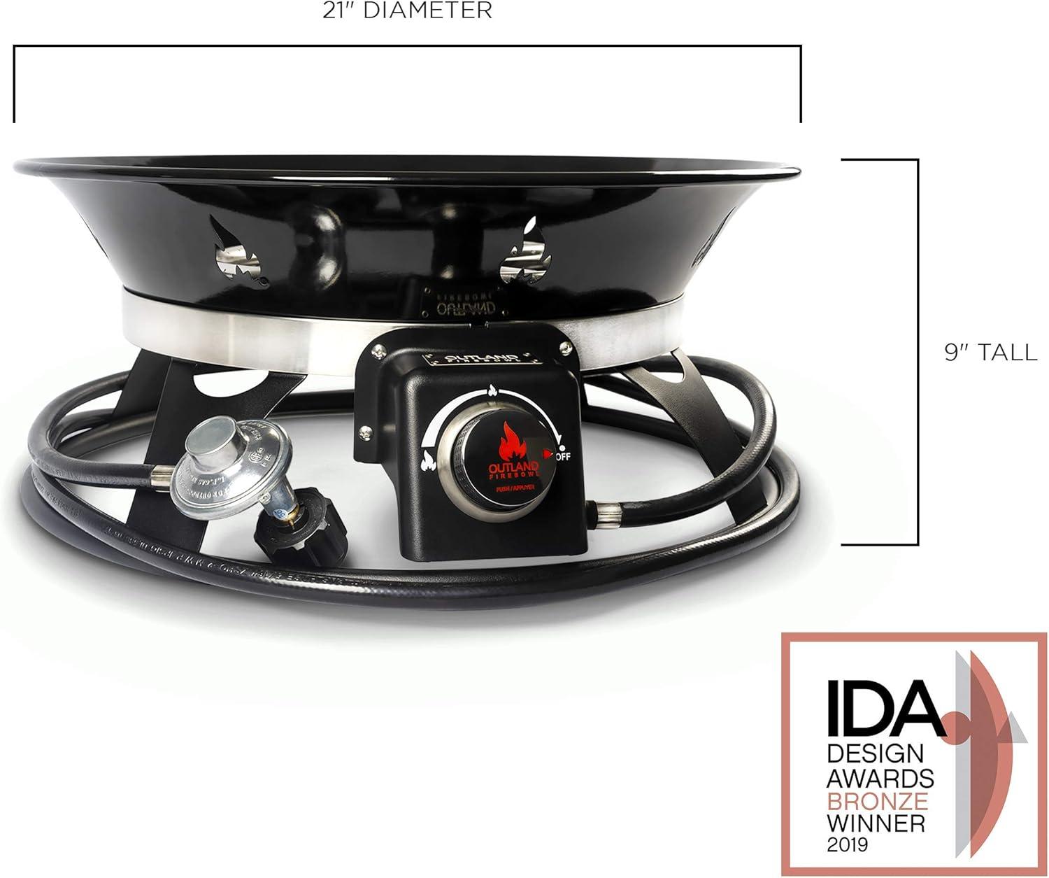 Outland Living Portable Propane Fire Pit, 21-inch, 58,000 BTU with Cover & Carry Kit, Smokeless Gas Firebowl| Helios Burner 863 Cypress