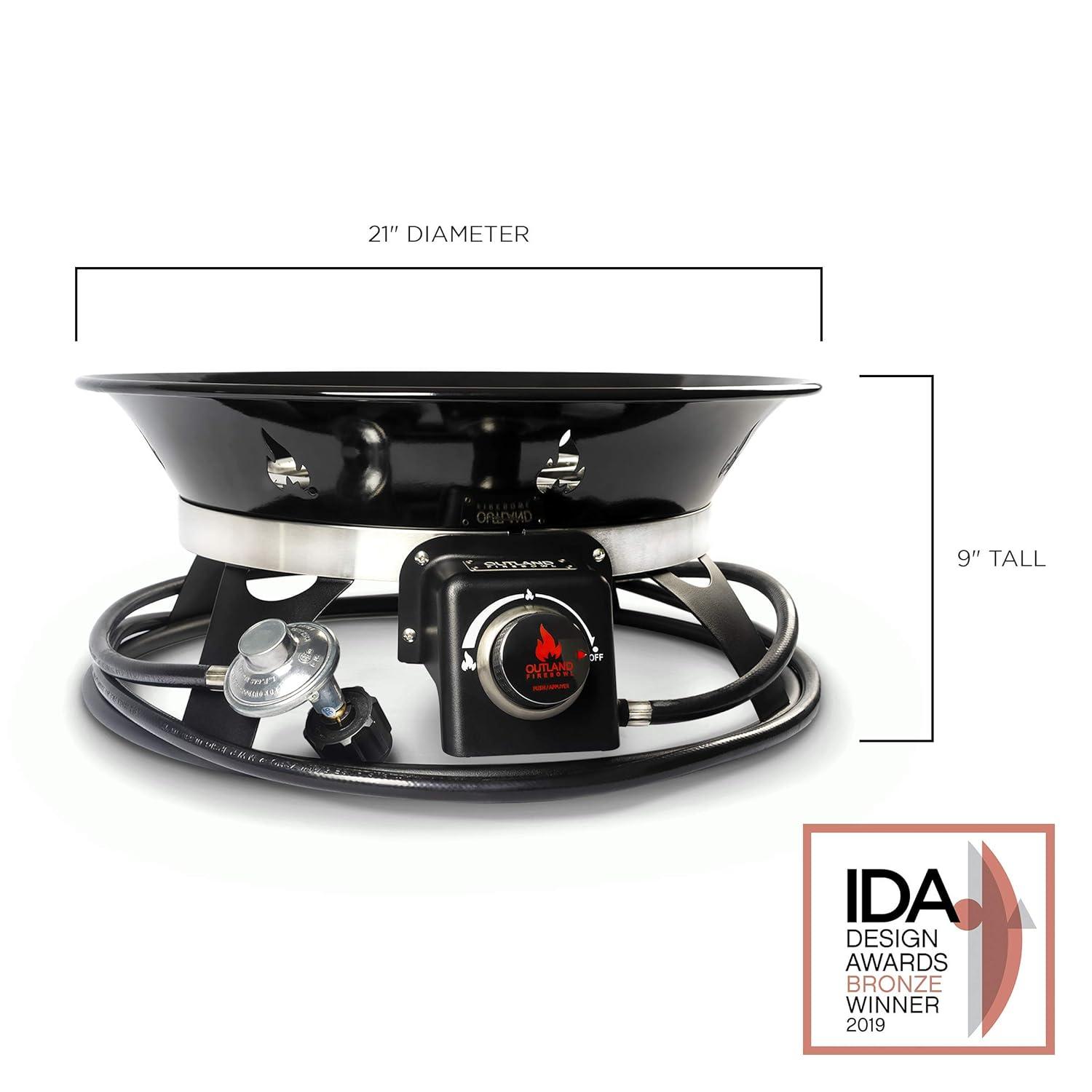 Outland Living Portable Propane Fire Pit, 21-inch, 58,000 BTU with Cover & Carry Kit, Smokeless Gas Firebowl| Helios Burner 863 Cypress