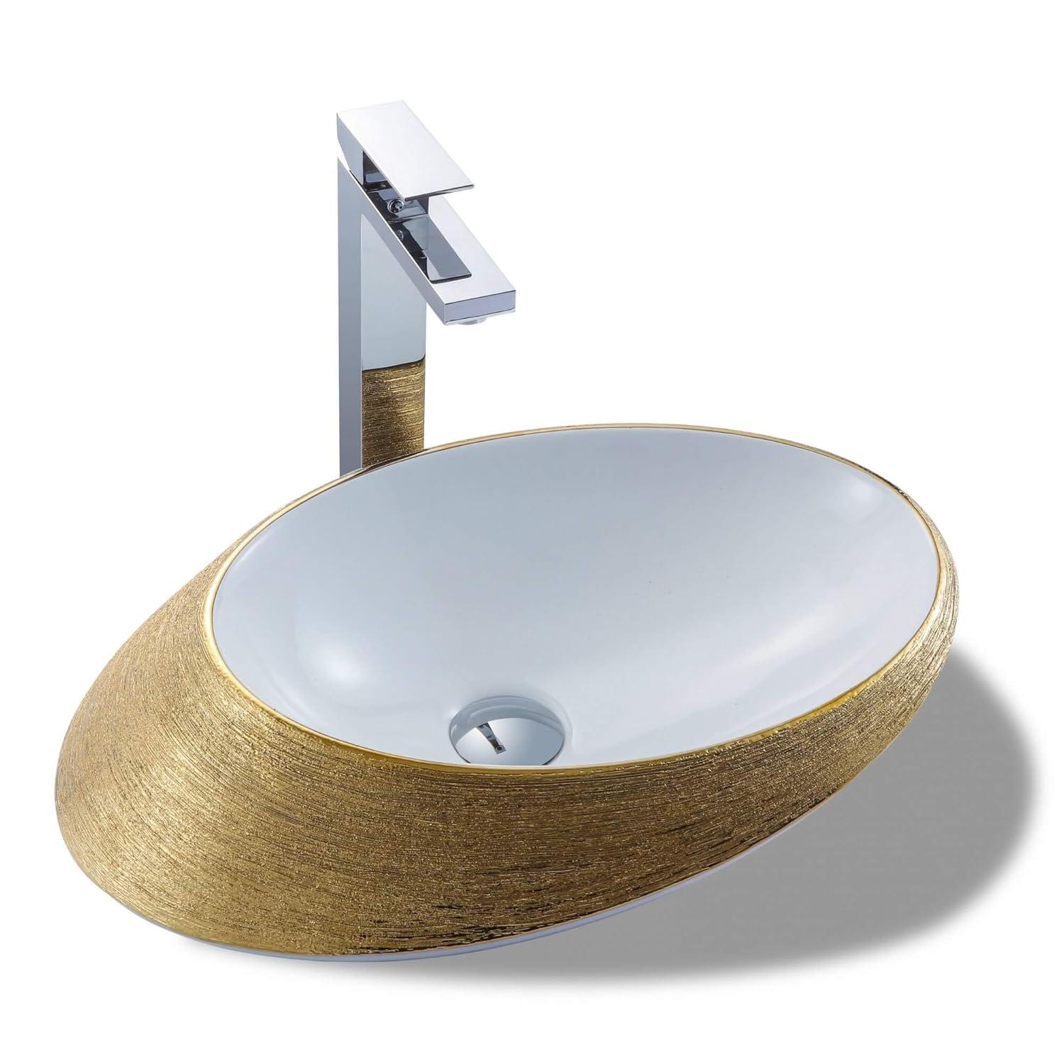 Vitreous China Oval Vessel Bathroom Sink