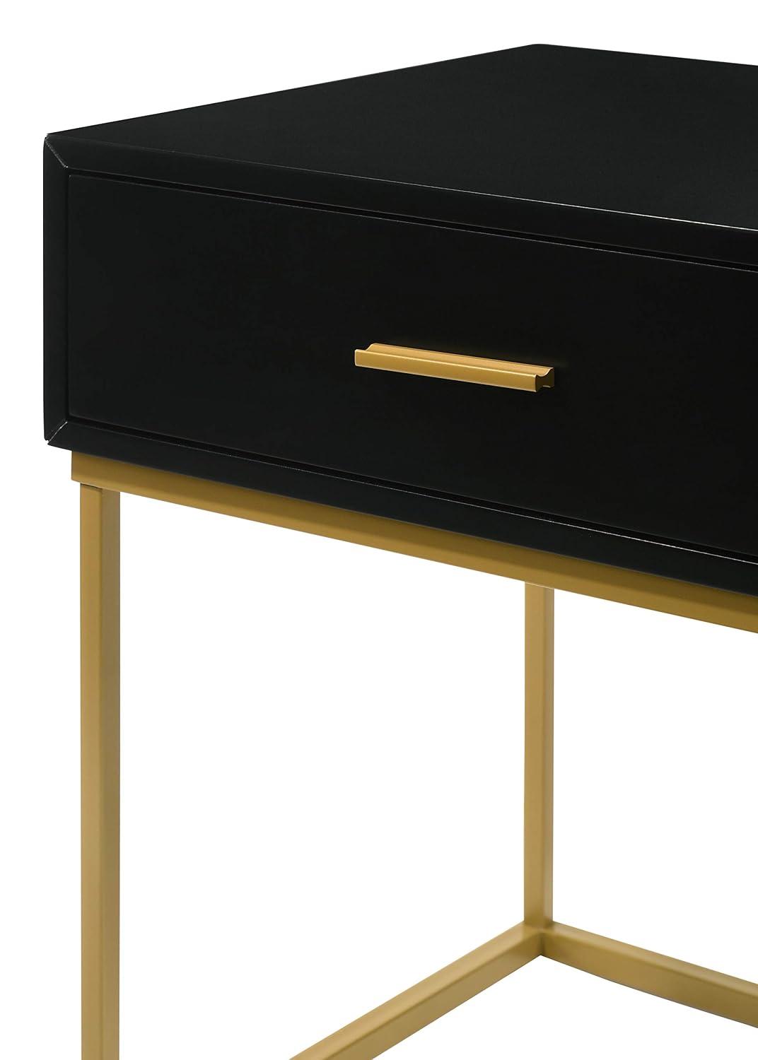 LuXeo LuXeo Catalina One Drawer Nightstand with Mustard Gold Legs