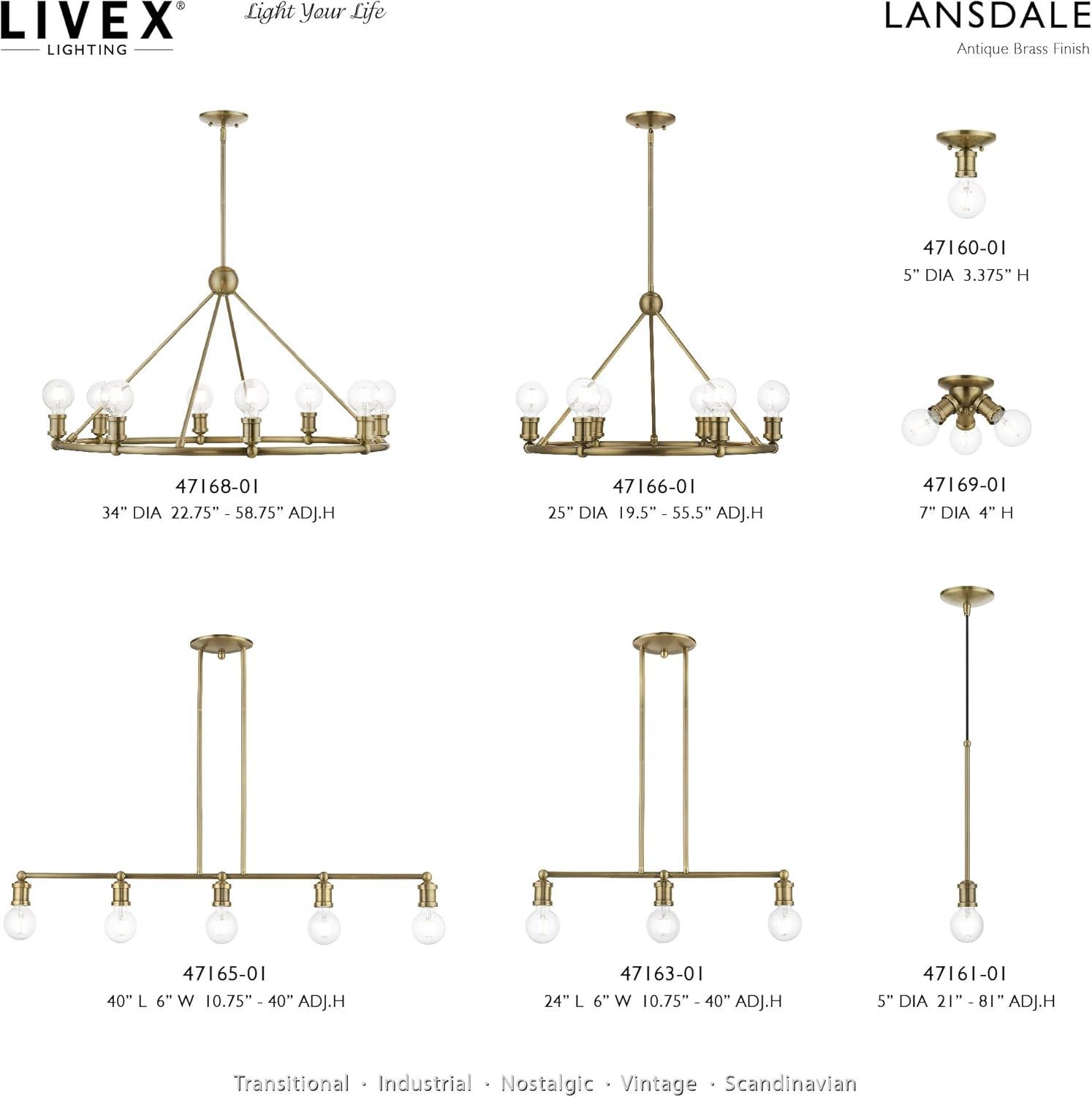 Livex Lighting Lansdale 1 - Light Flush Mount in  Antique Brass