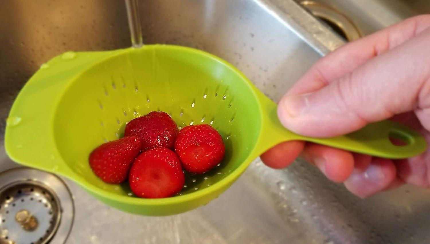 Handy Housewares 2 Piece Nesting Mini Food Colander Set - Great for Straining Berries, Pasta, Veggies and More 3 Pack