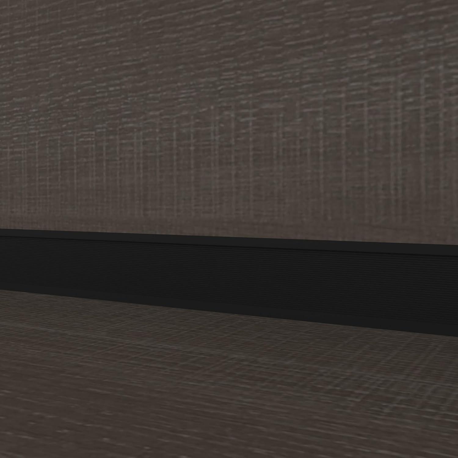 Bestar Logan 66W U or L-Shaped Executive Office Desk with Pedestal and Hutch in bark grey