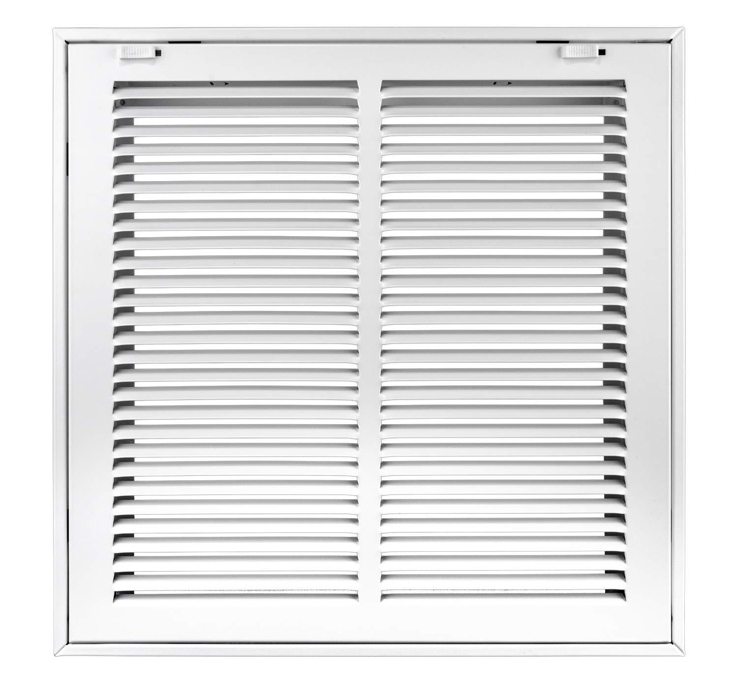 14x14 White Steel Return Air Filter Grille with Fixed Hinges