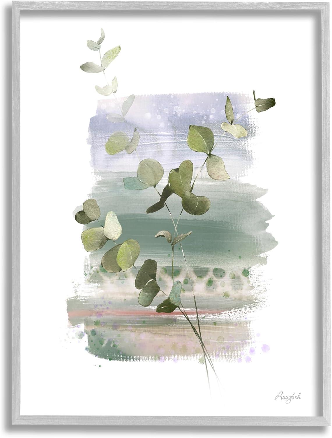 Eucalyptus Herb Botanical Art in Gray Wood Frame, 11 x 14