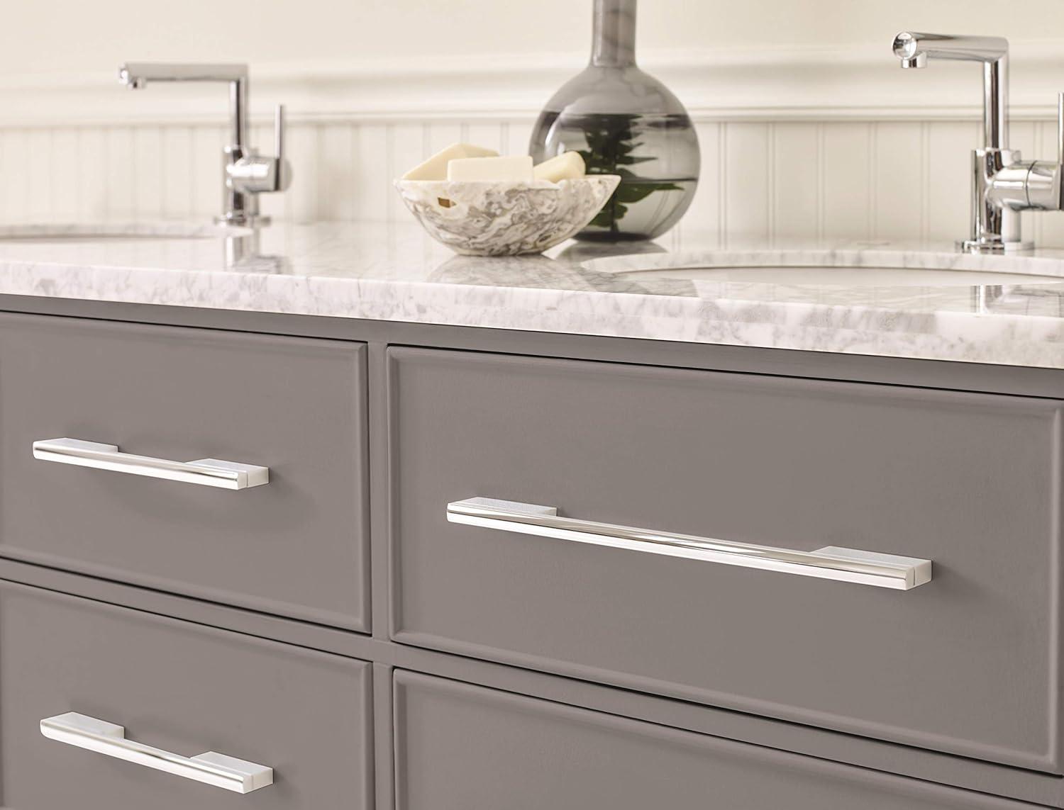 Polished Chrome Modern Cabinet Pull with Mounting Hardware