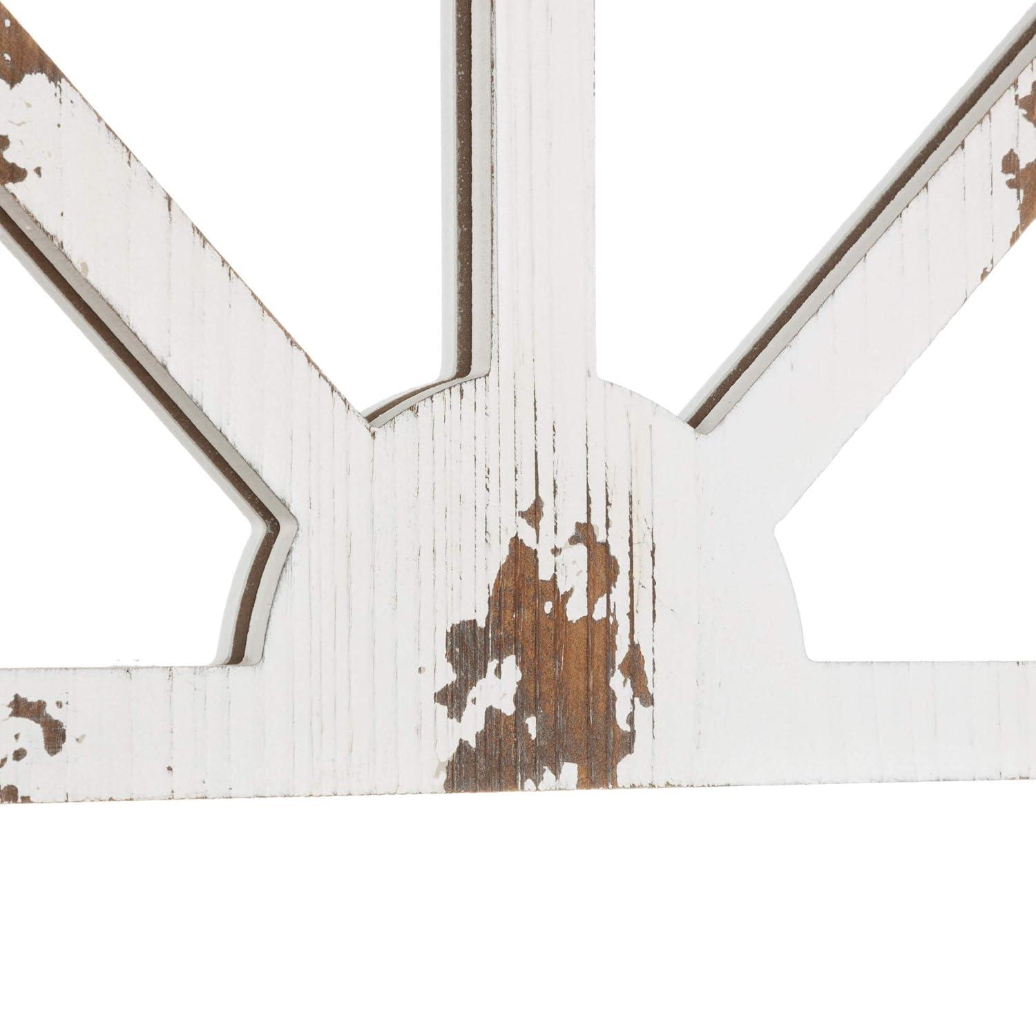 Patton Wall Decor Arch Windowpane Wall Mirror, Distressed White, 24x40"