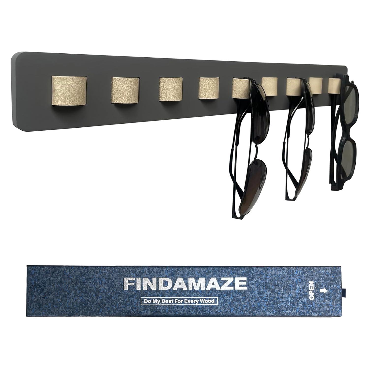 Sunglasses Organizer Wall Mounted Wood Sunglass Holder for Home Glasses Holder/Sunglasses Rack,Home Decor (Gray-1pcs-long)