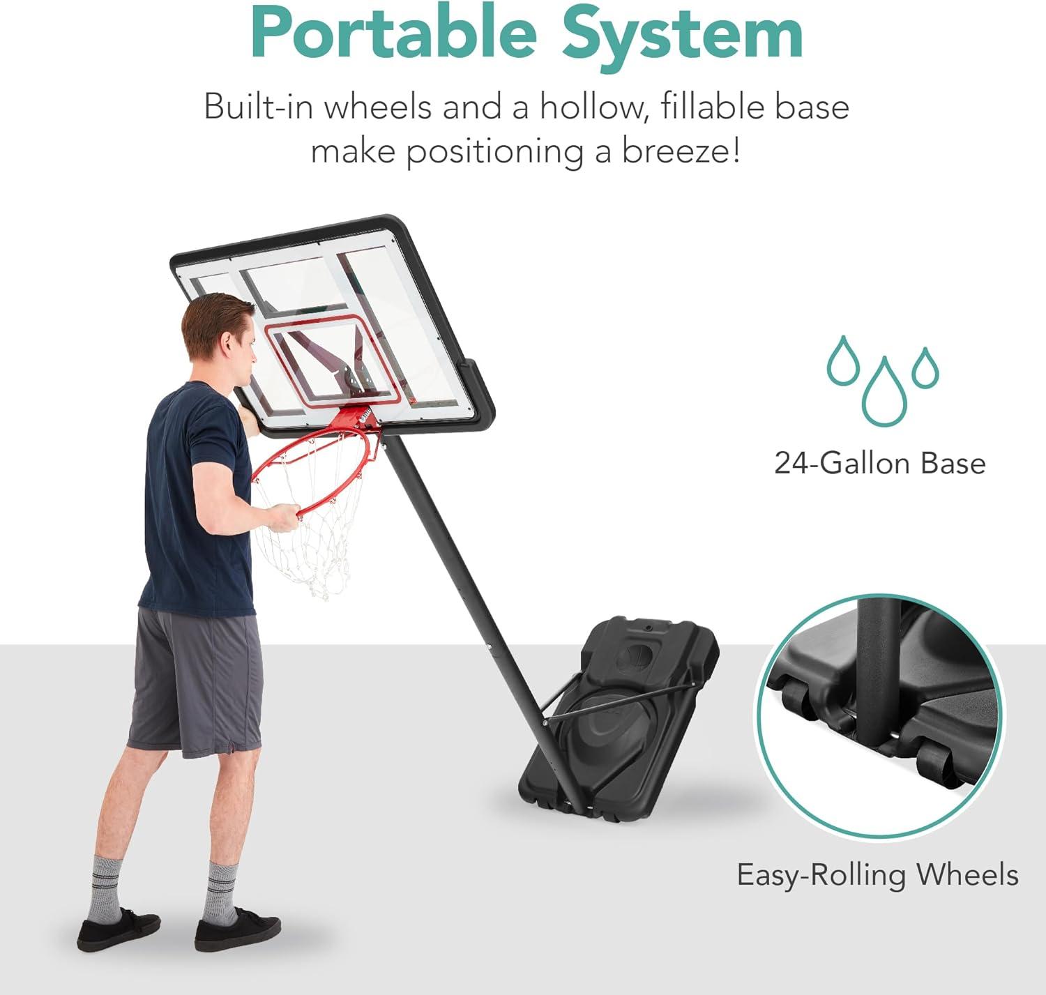 Best Choice Products Adjustable Regulation-Size Basketball Hoop, Portable Sport System w/ Fillable Base, Wheels