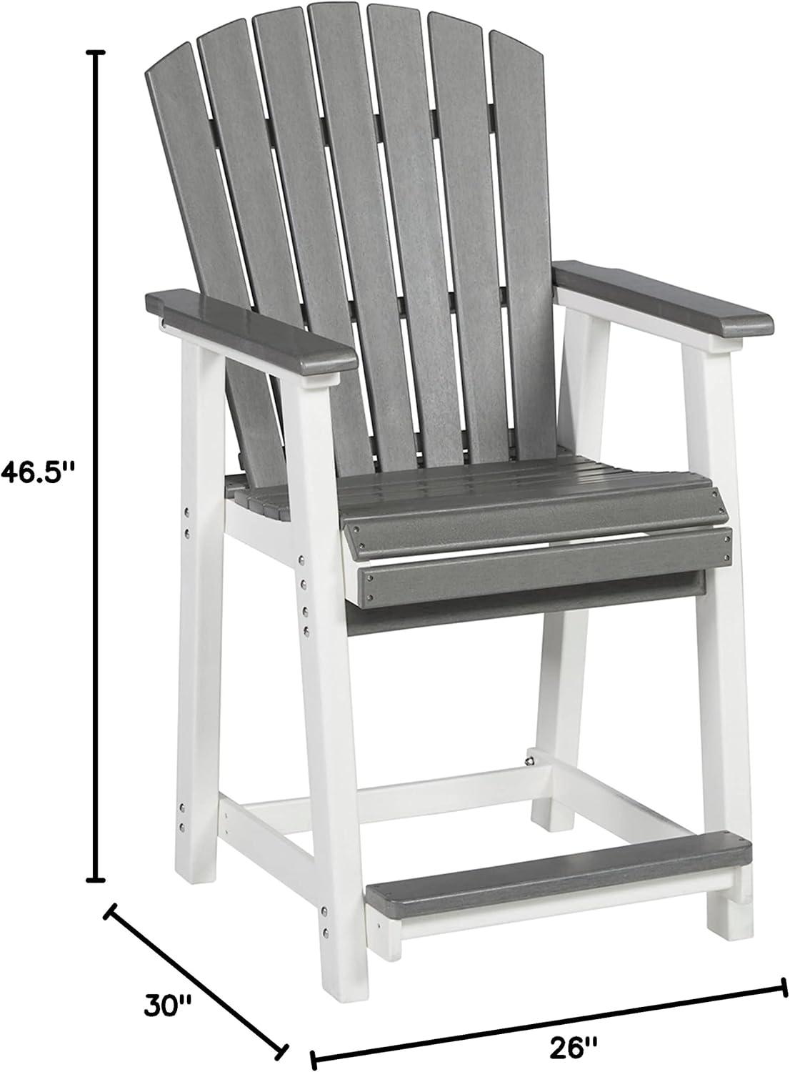 Signature Design by Ashley Casual Transville Outdoor Counter Height Bar Stool (Set of 2)  Gray/White