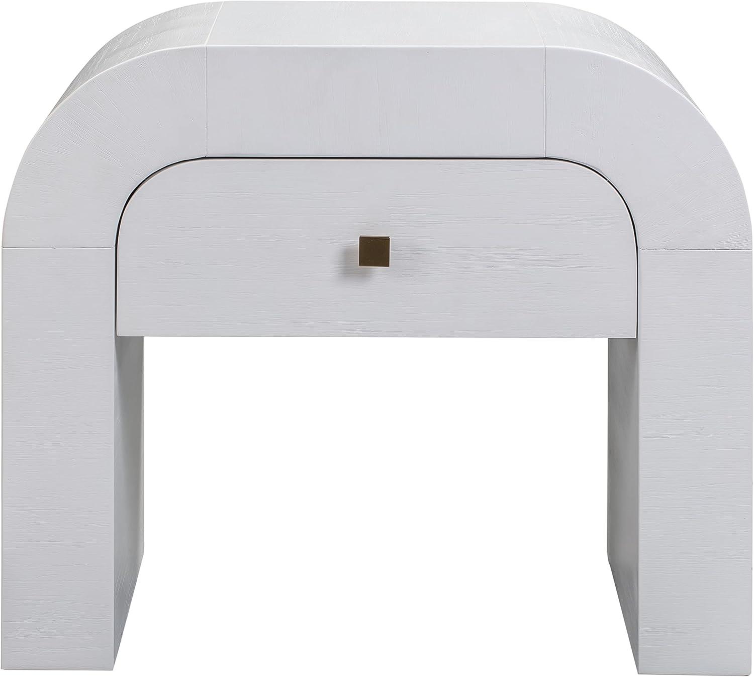 TOV Furniture Hump White Acacia Nightstand with Gold Accents