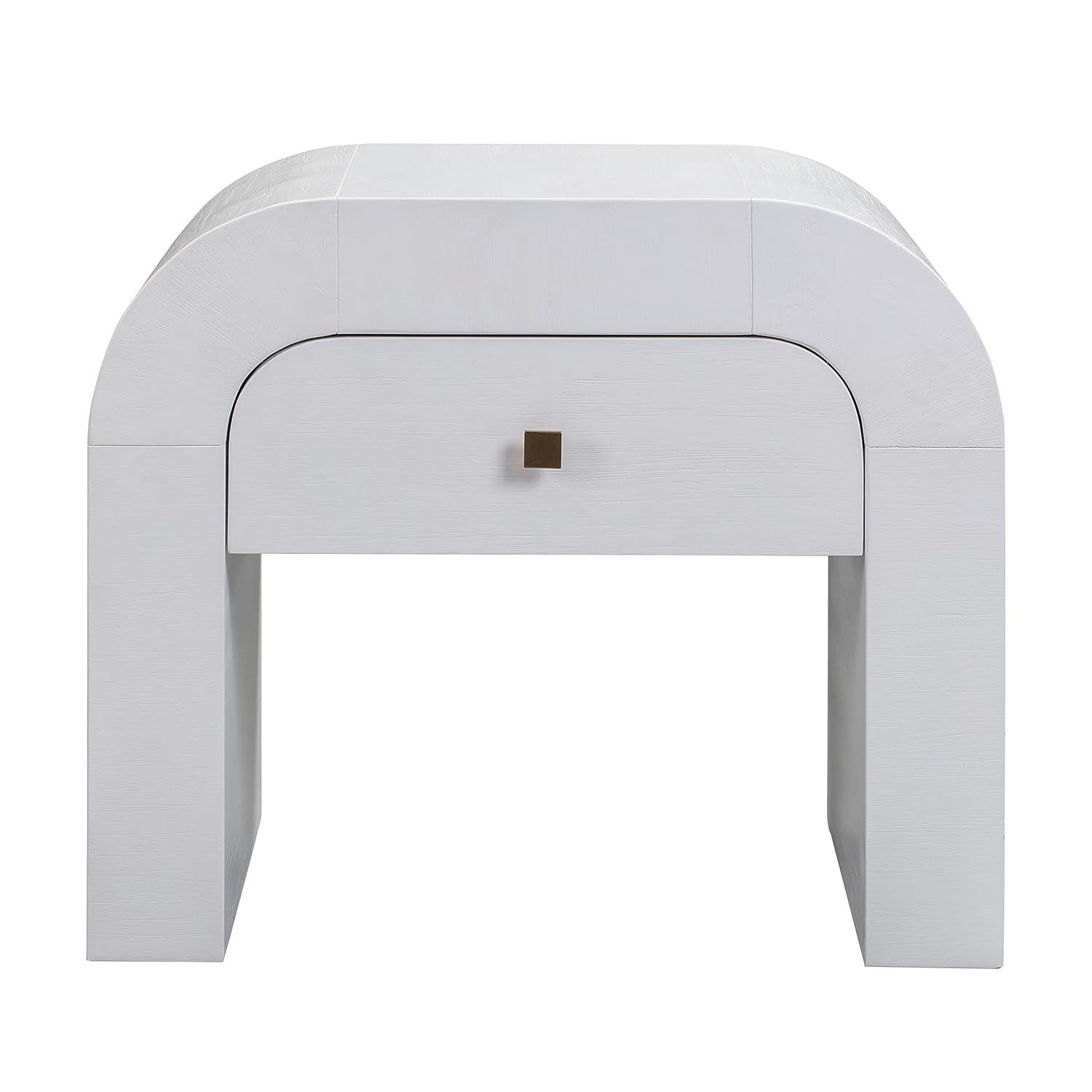 TOV Furniture Hump White Acacia Nightstand with Gold Accents